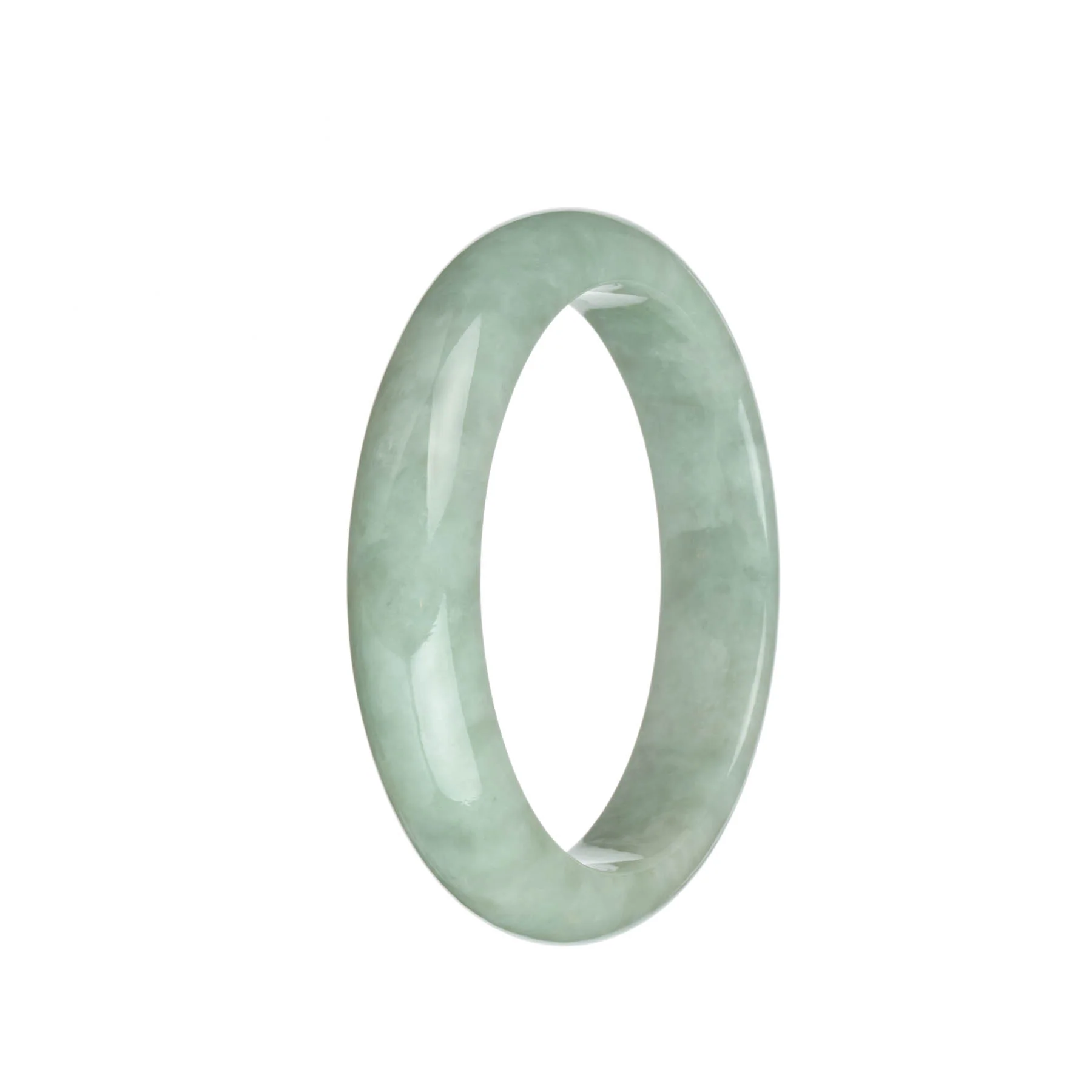 Genuine Natural Pale Green Jadeite Bangle Bracelet - 61mm Half Moon - Image 3
