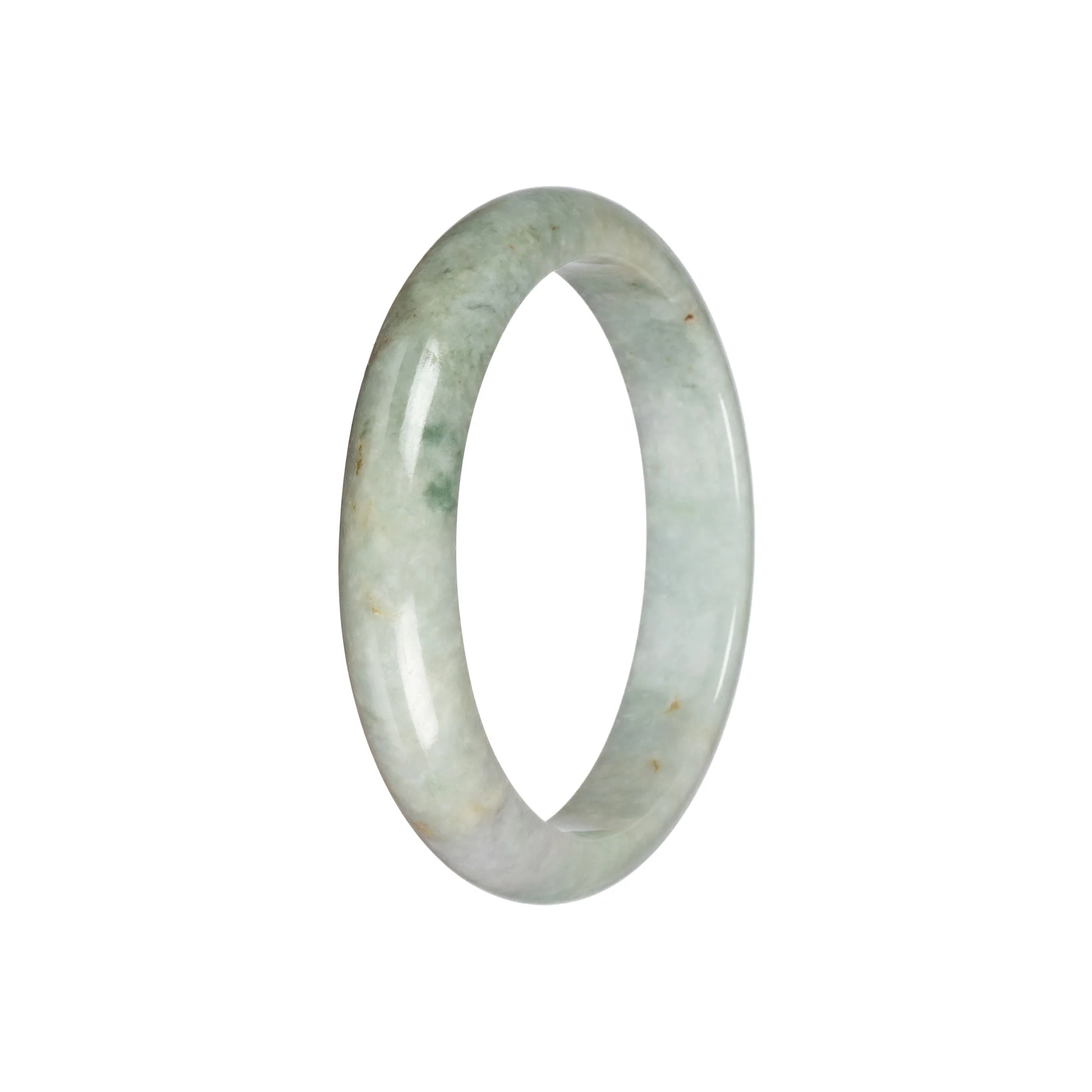 Genuine Pale Green Burmese Jade Bangle - 57mm Half Moon - Image 2