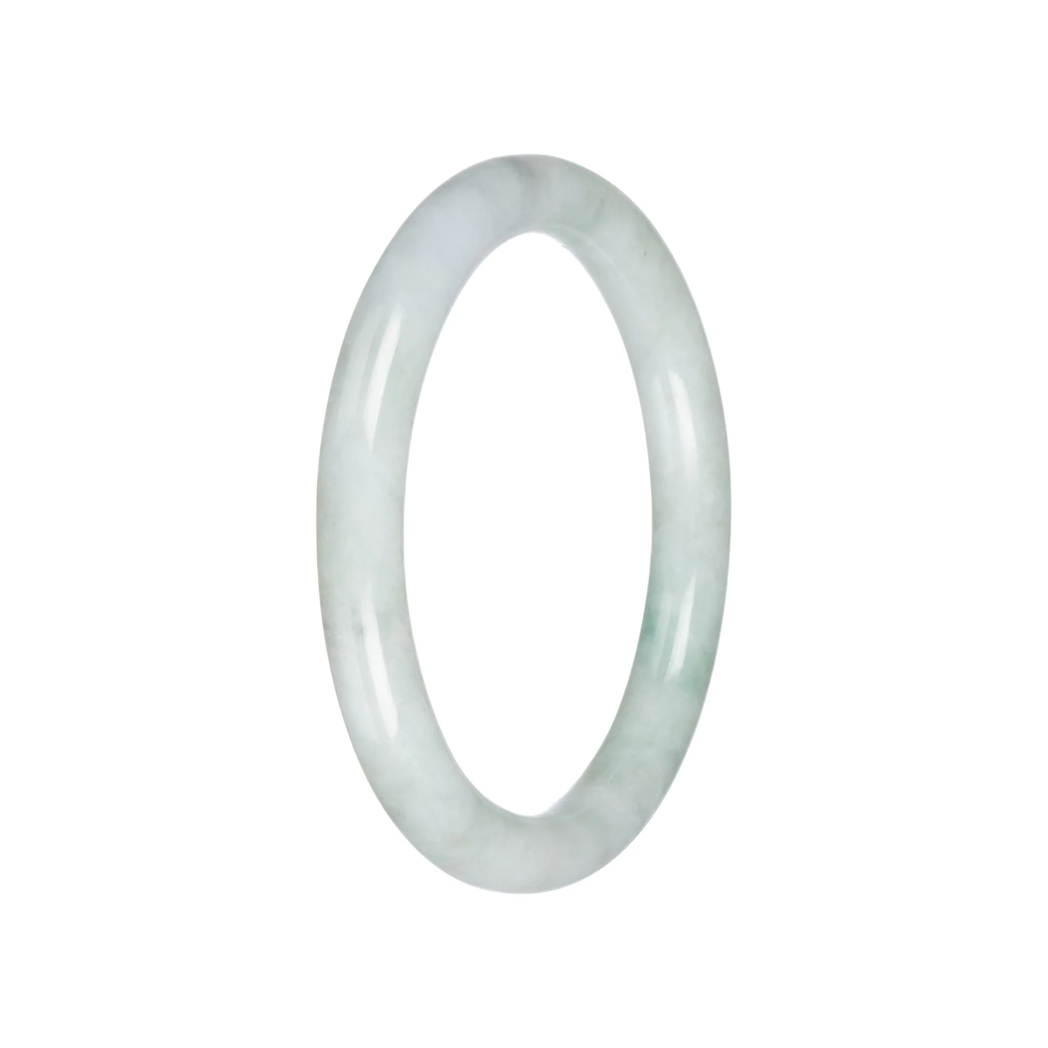 Genuine Pale Green Jade Bangle - 59mm Petite Round - Image 2