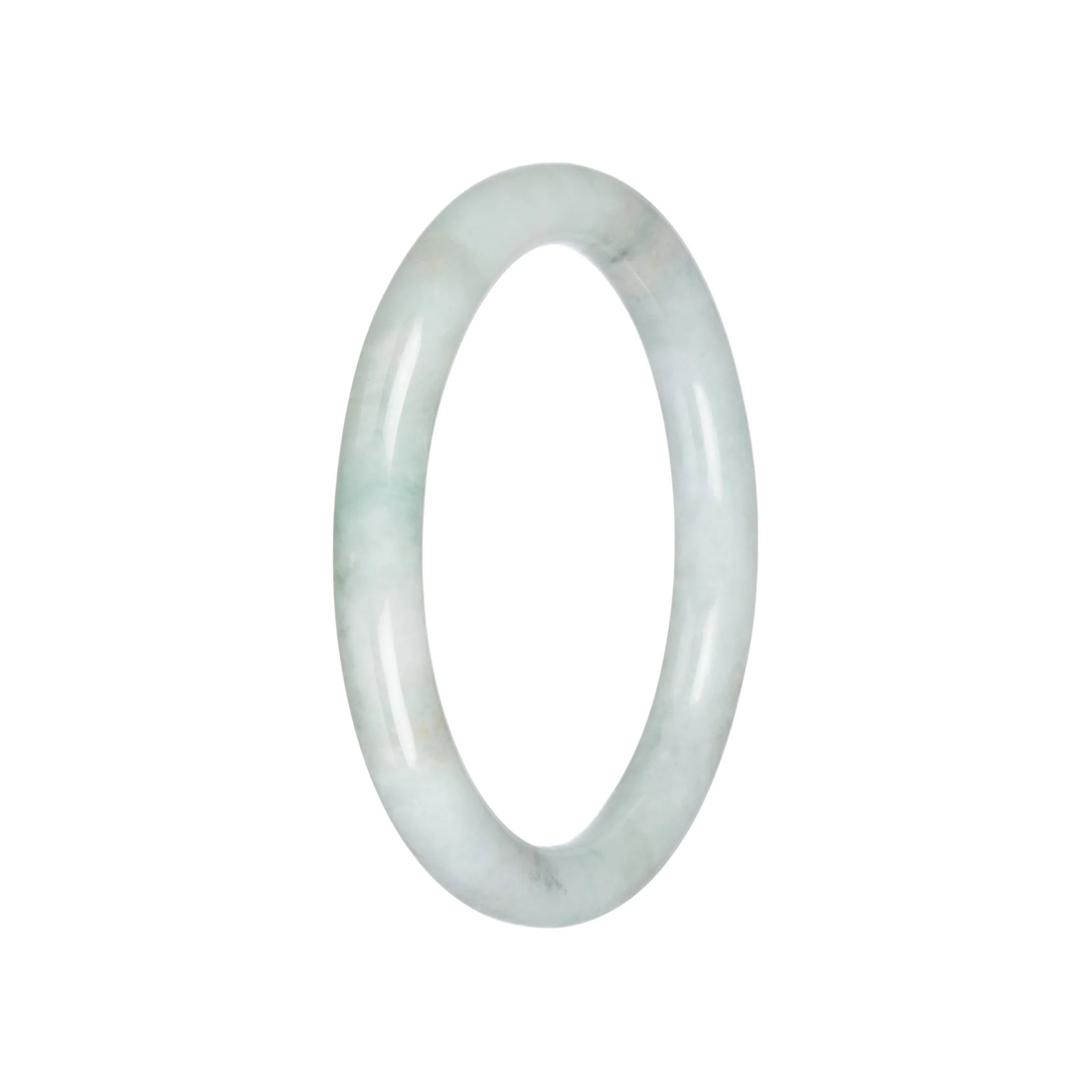 Genuine Pale Green Jade Bangle - 59mm Petite Round - Image 3