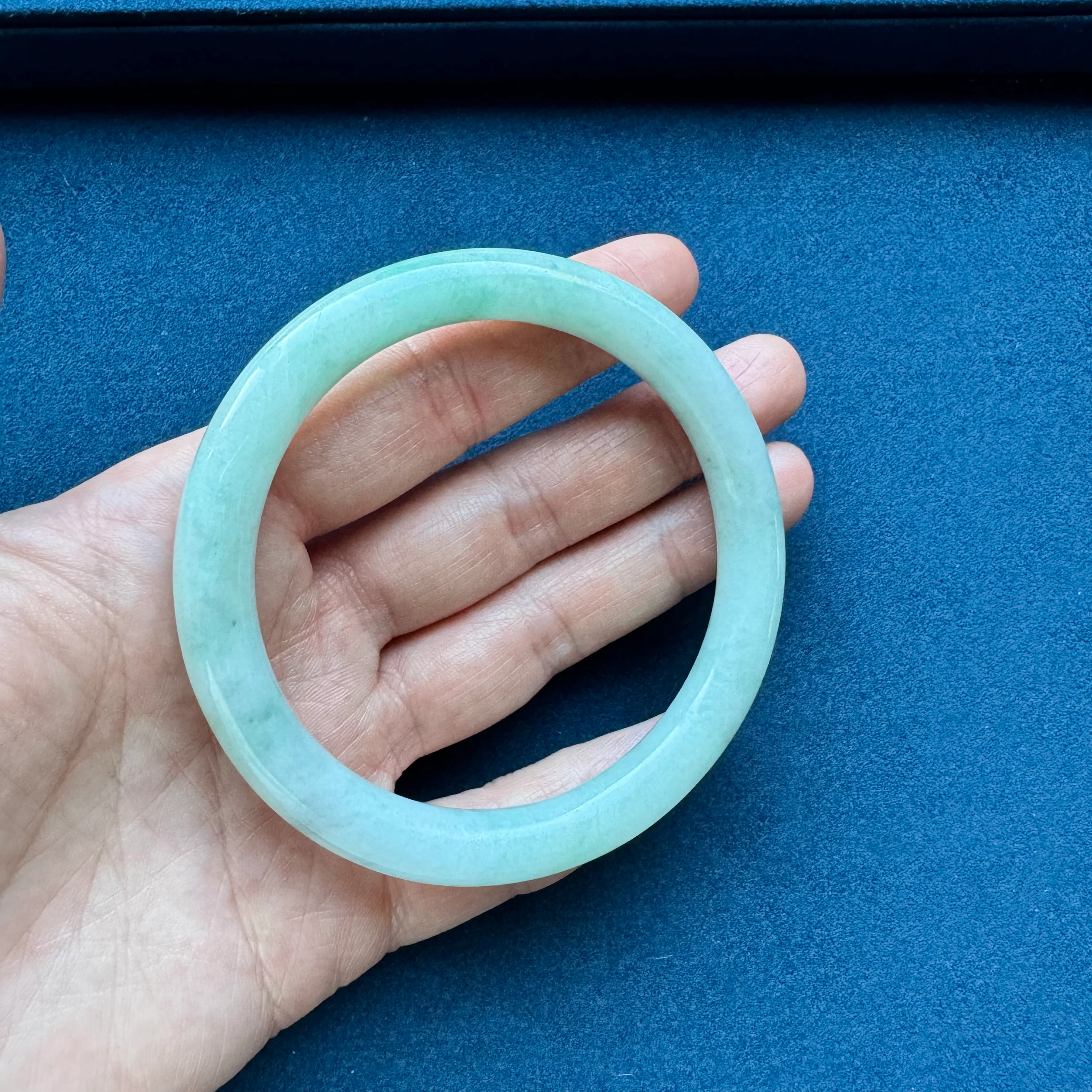 Genuine Pale Green Jade Bangle - 59mm Petite Round - Image 4