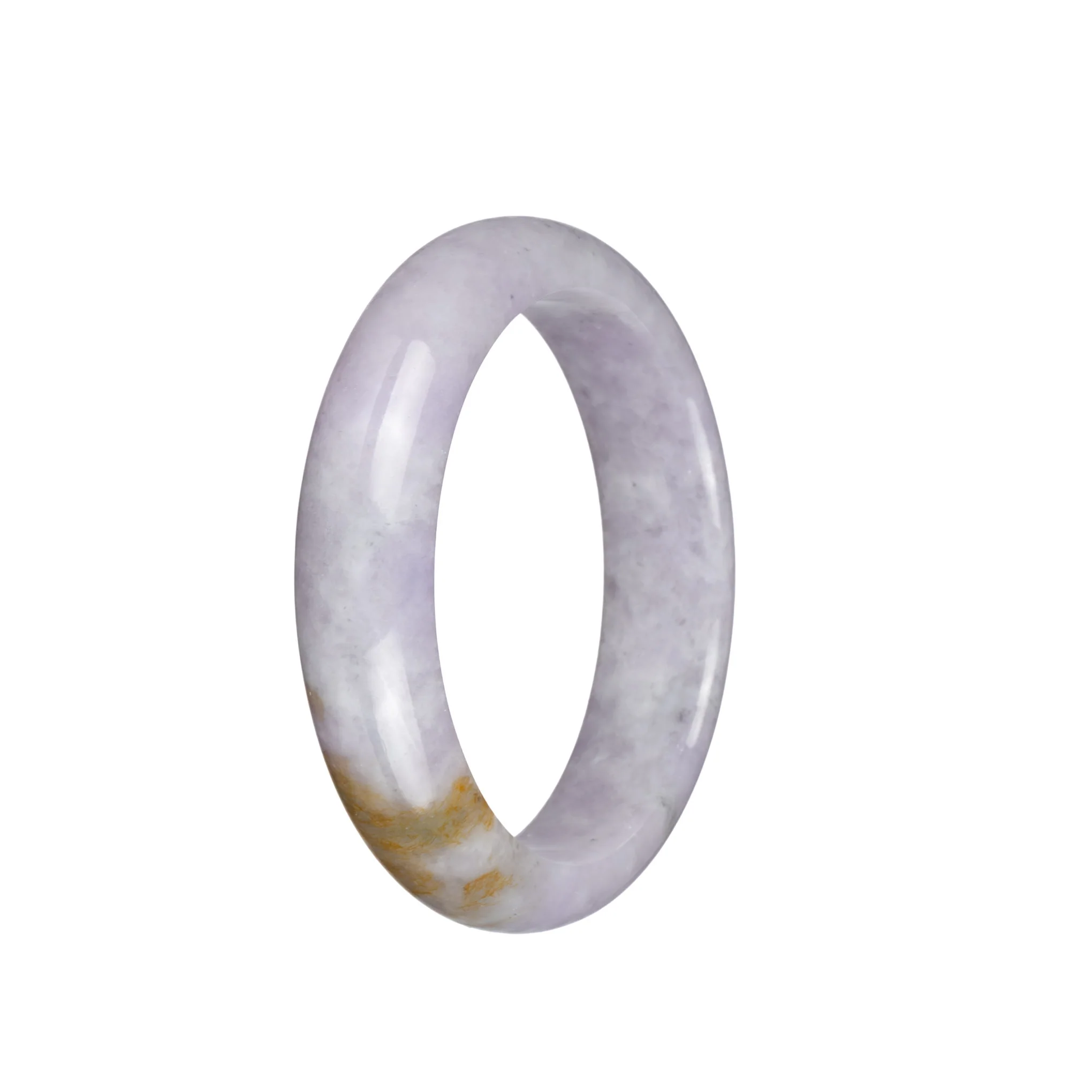 Genuine Type A Pale Lavender with Brown Patch Jade Bangle Bracelet - 55mm Half Moon - Image 2