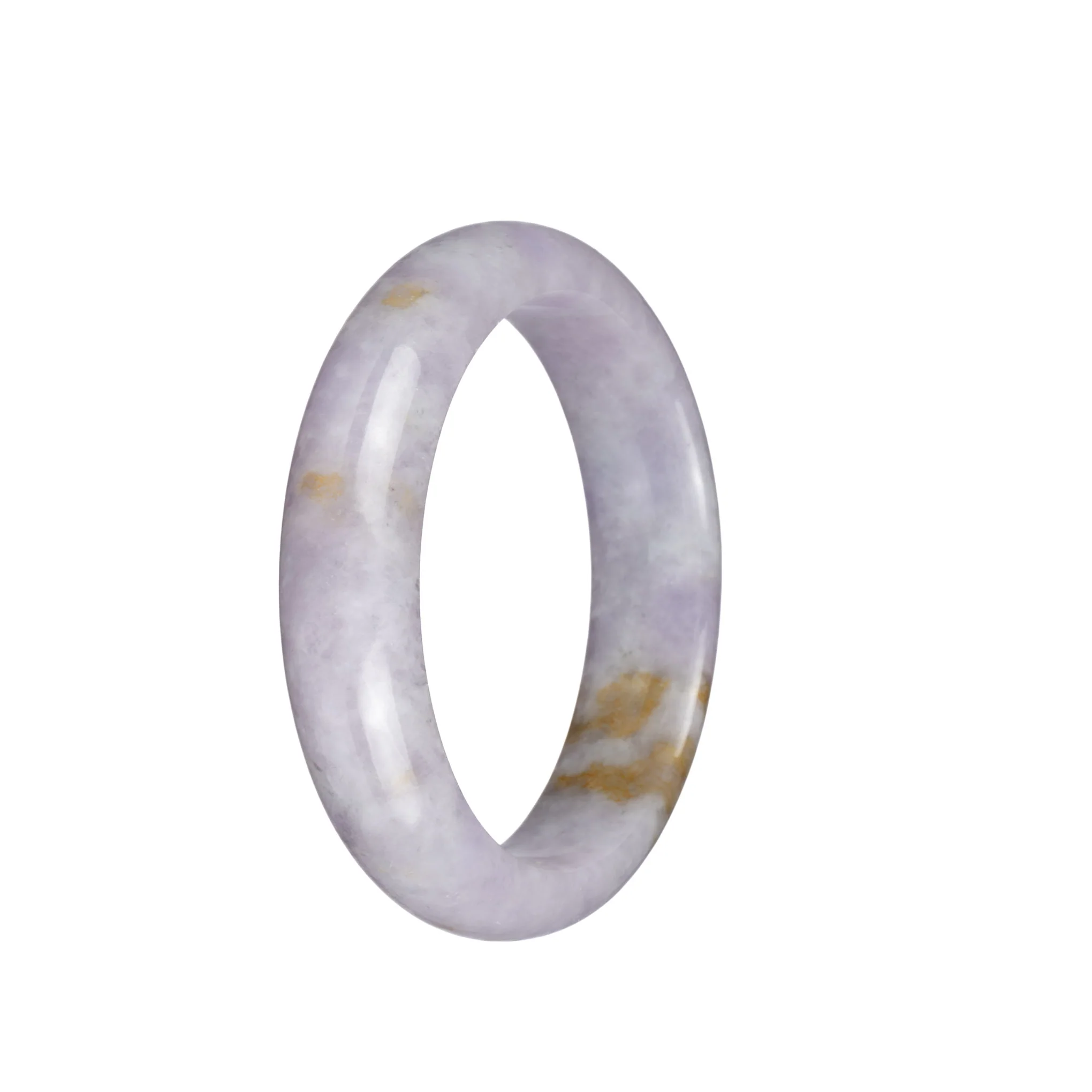 Genuine Type A Pale Lavender with Brown Patch Jade Bangle Bracelet - 55mm Half Moon - Image 3