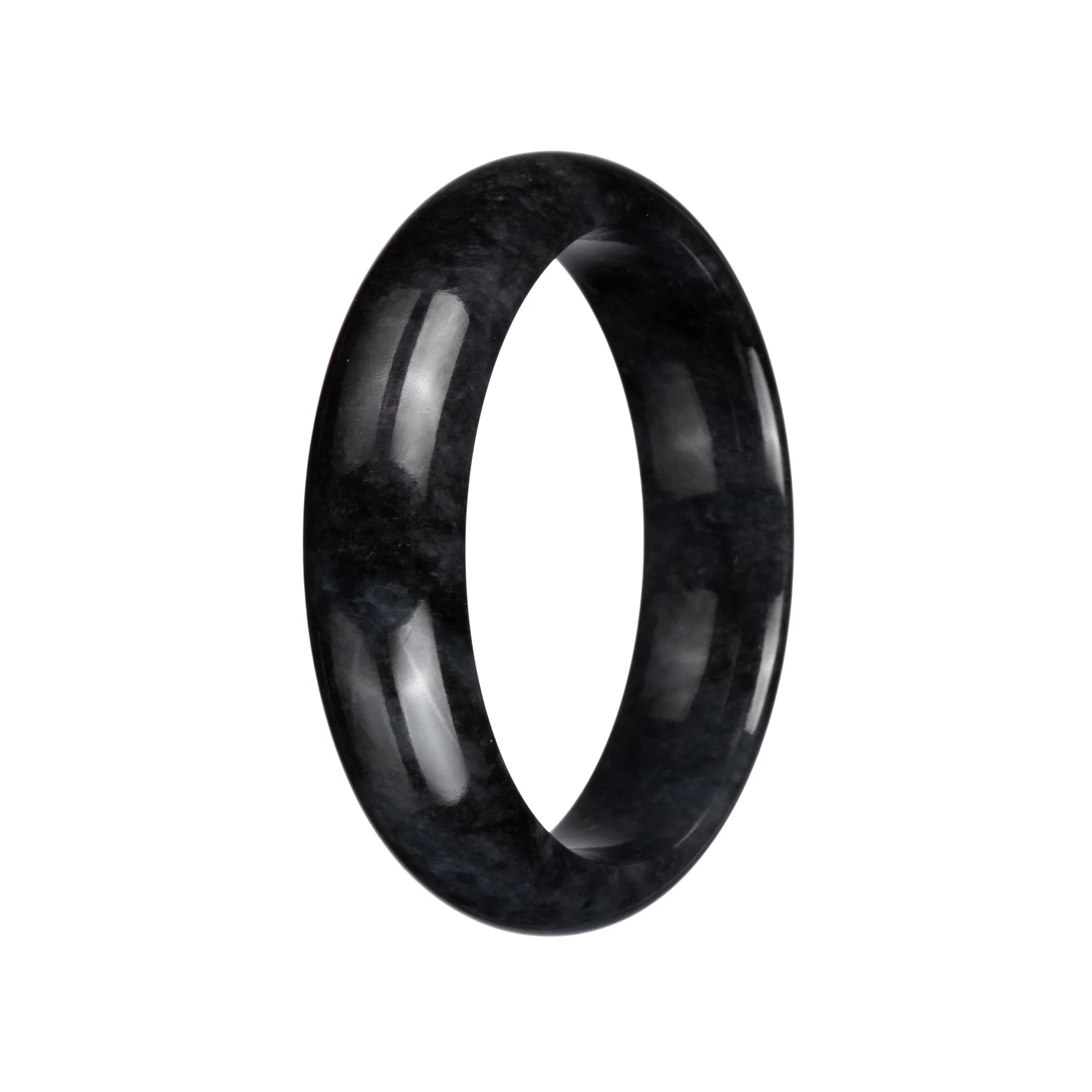 Genuine Untreated Black Burmese Jade Bracelet - 62mm Half Moon - Image 2