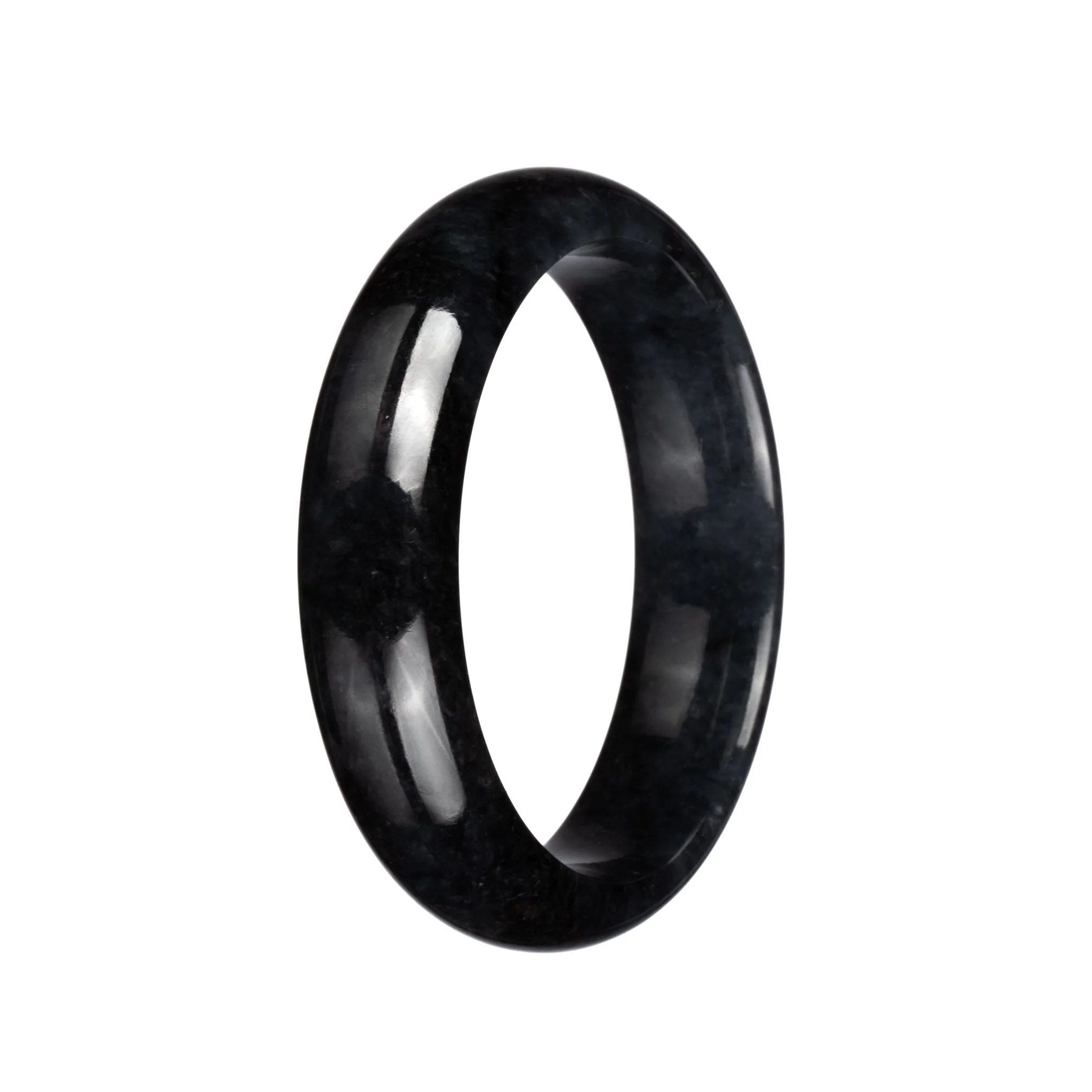 Genuine Untreated Black Burmese Jade Bracelet - 62mm Half Moon - Image 3