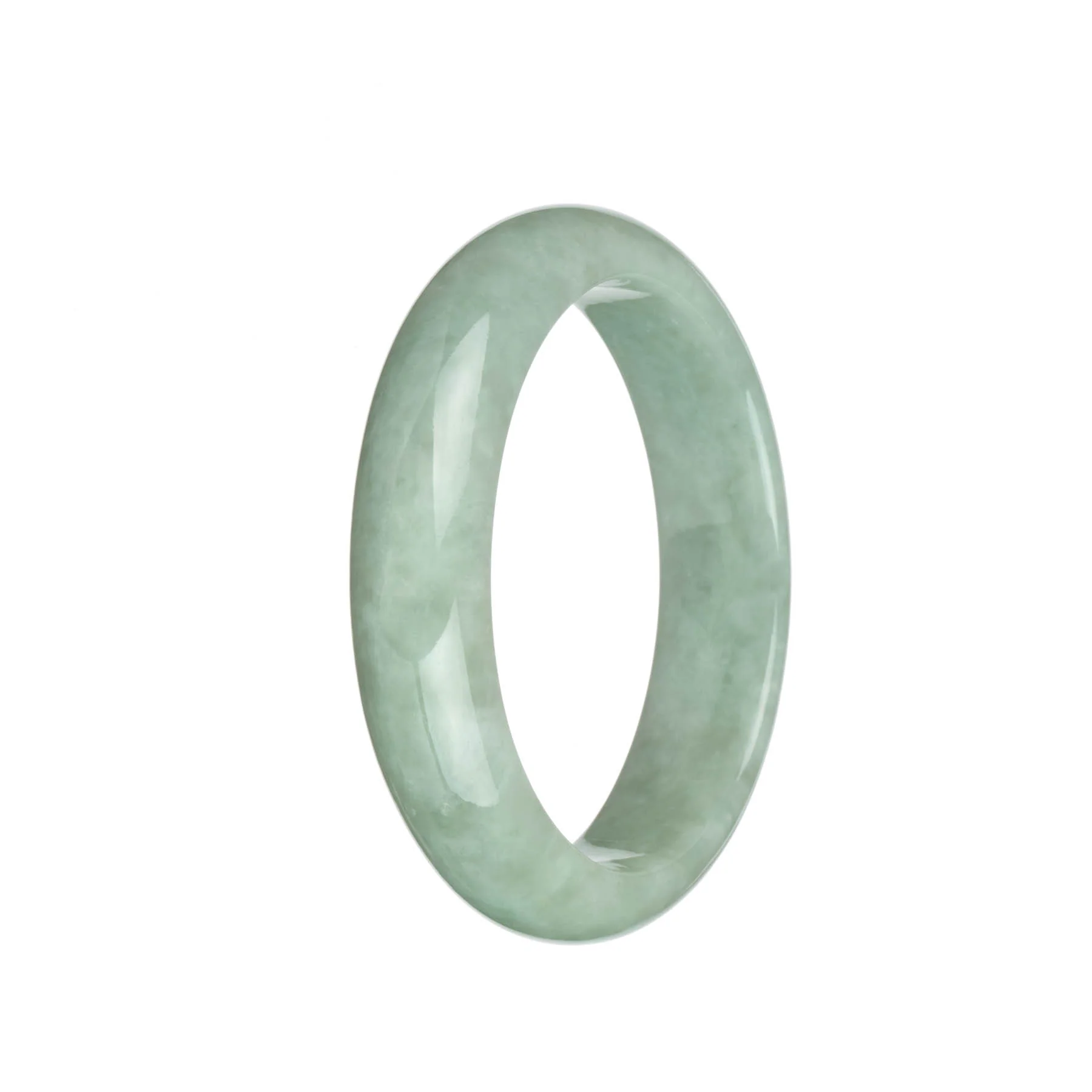 Genuine Untreated Light Green Burma Jade Bangle - 61mm Half Moon - Image 2