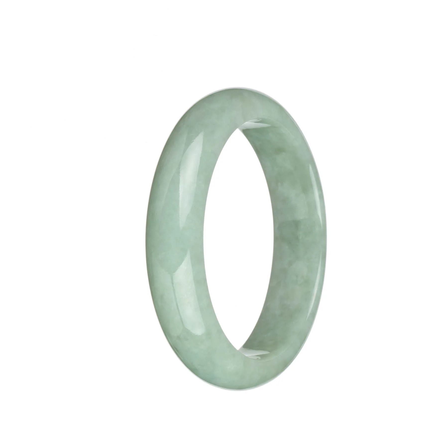 Genuine Untreated Light Green Burma Jade Bangle - 61mm Half Moon - Image 3
