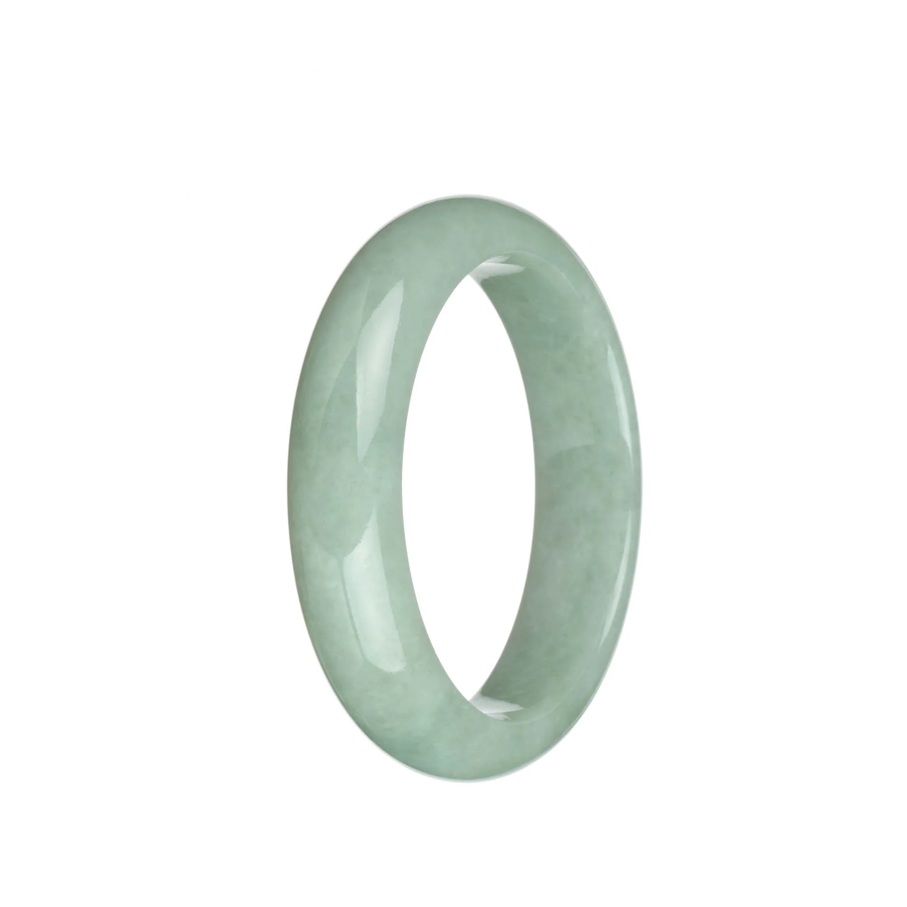Genuine Untreated Light Green Burmese Jade Bracelet - 57mm Half Moon - Image 2