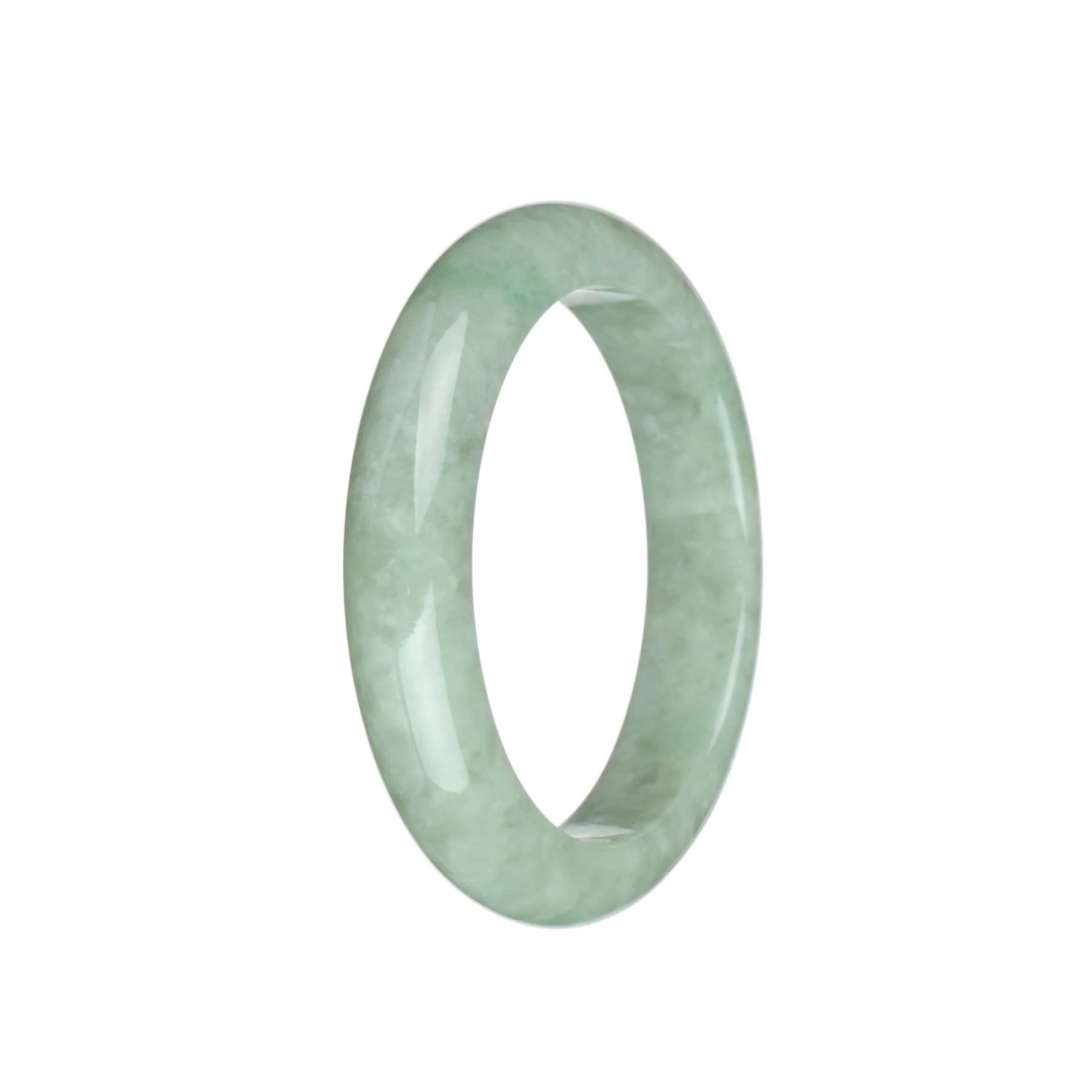 Genuine Untreated Light Green Jadeite Bracelet - 58mm Half Moon - Image 2