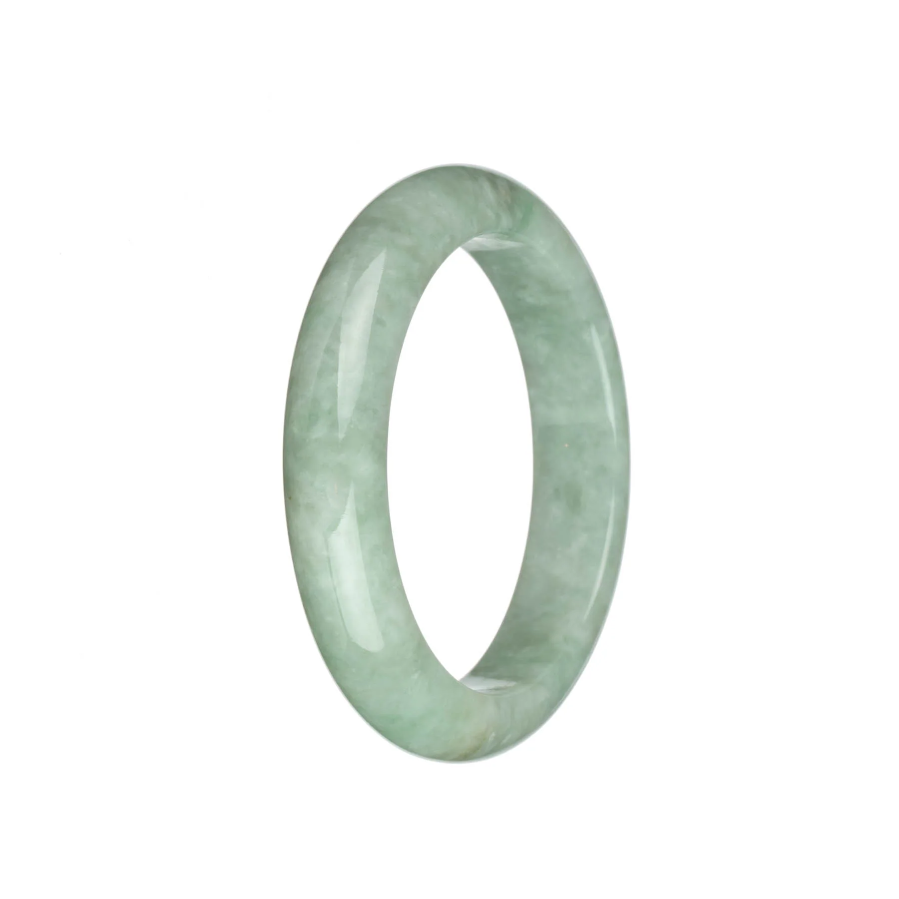 Genuine Untreated Light Green Jadeite Bracelet - 58mm Half Moon - Image 3