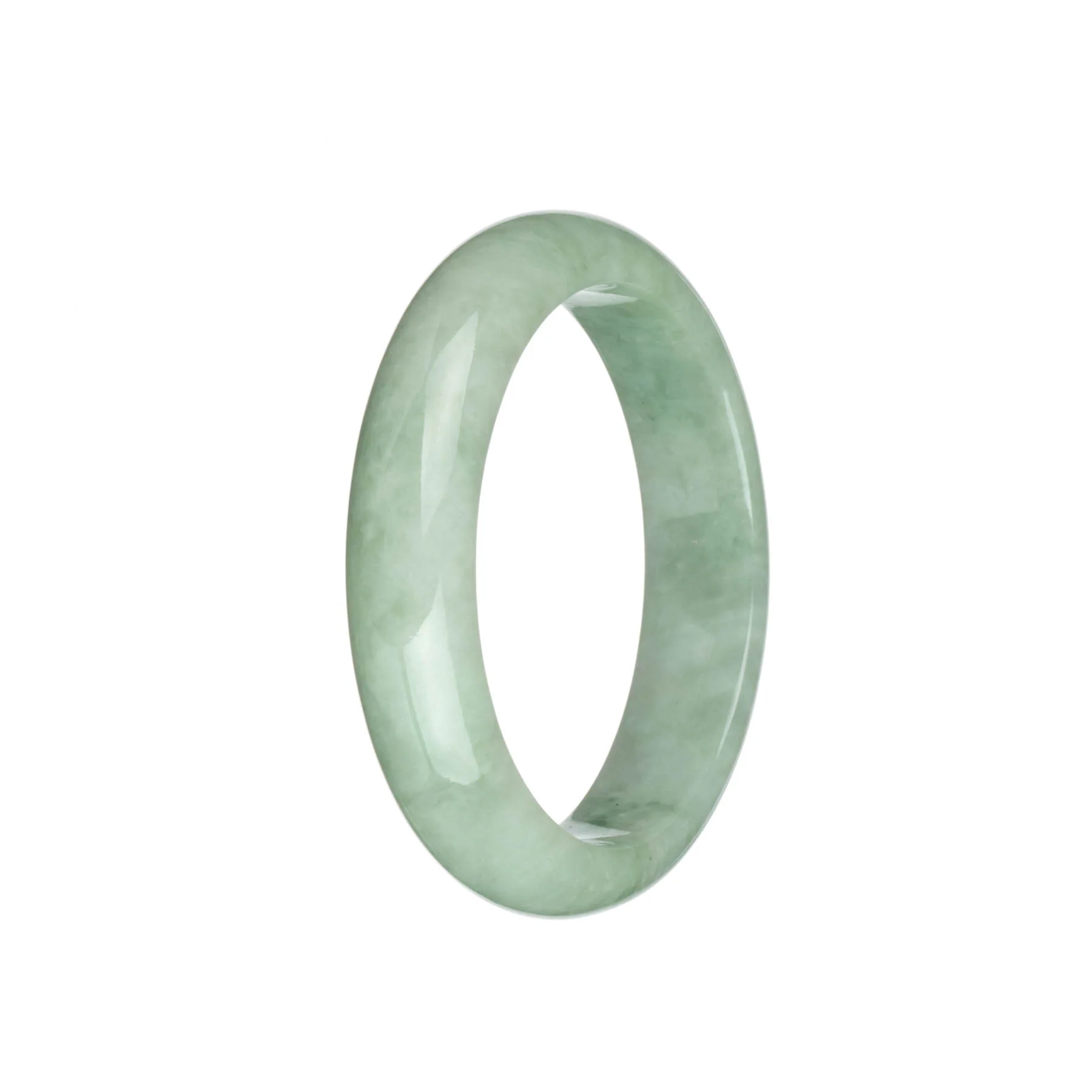 Genuine Untreated Light Green Traditional Jade Bangle - 59mm Half Moon - Image 2