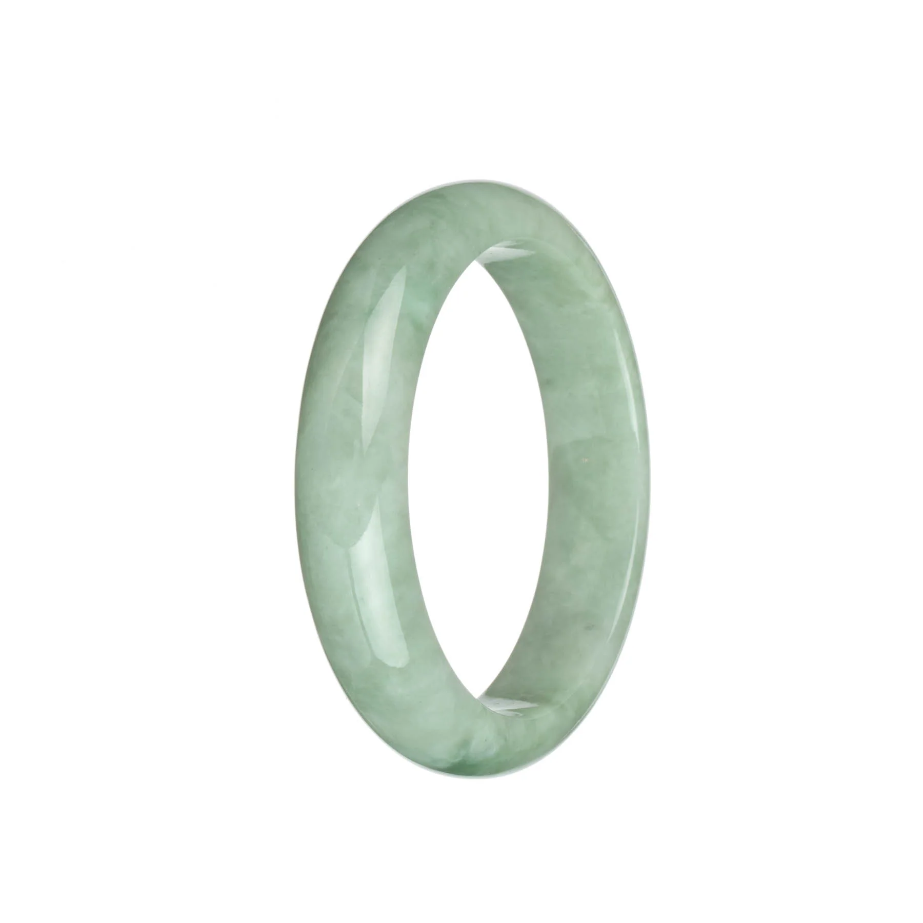Genuine Untreated Light Green Traditional Jade Bangle - 59mm Half Moon - Image 3