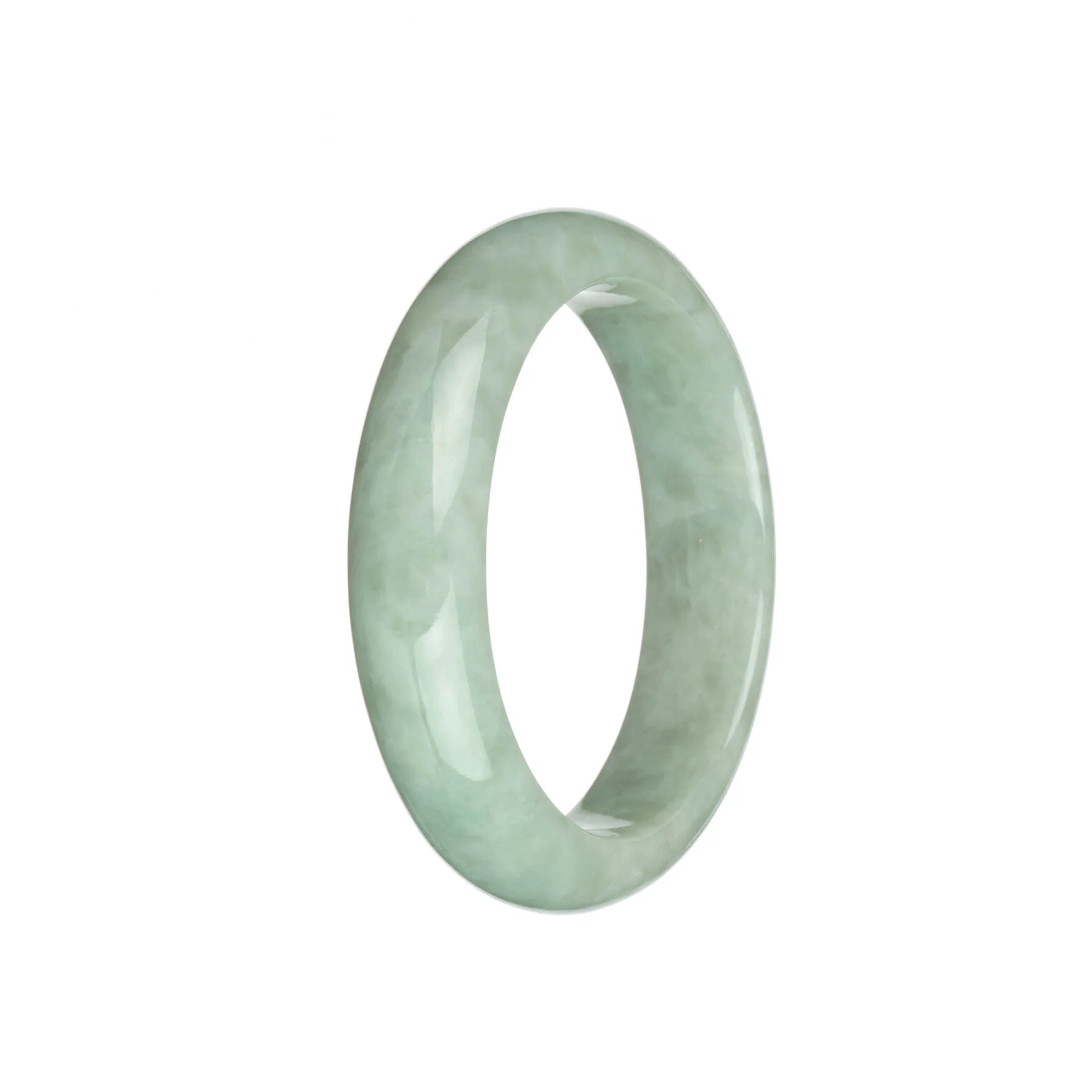 Genuine Untreated Light Green Traditional Jade Bangle - 58mm Half Moon - Image 2