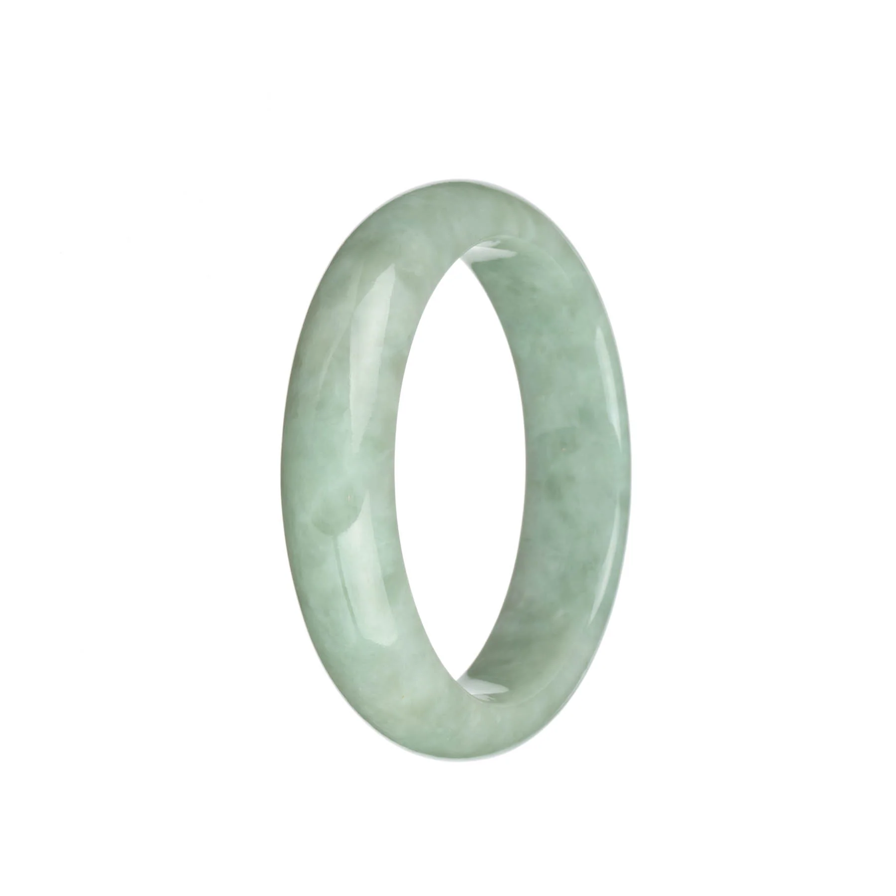 Genuine Untreated Light Green Traditional Jade Bangle - 58mm Half Moon - Image 3