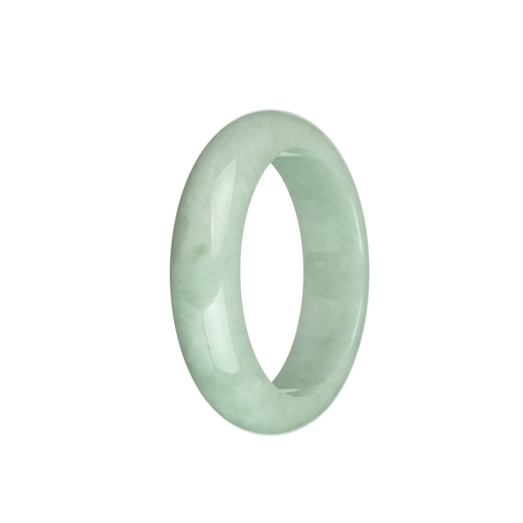 Genuine Untreated Light Green with Dark Green Spot Jade Bangle - 54mm Half Moon - Image 2