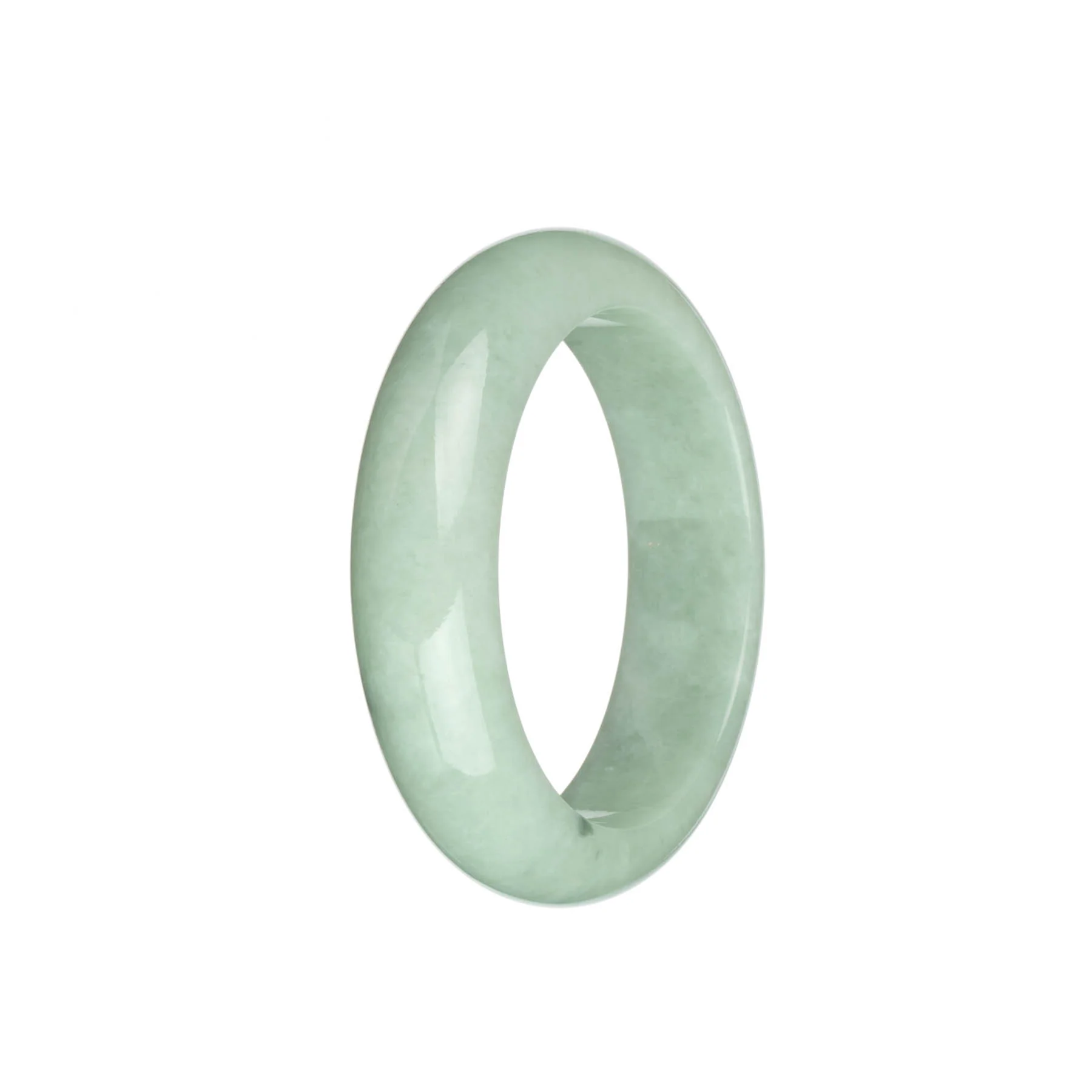Genuine Untreated Light Green with Dark Green Spot Jade Bangle - 54mm Half Moon - Image 3