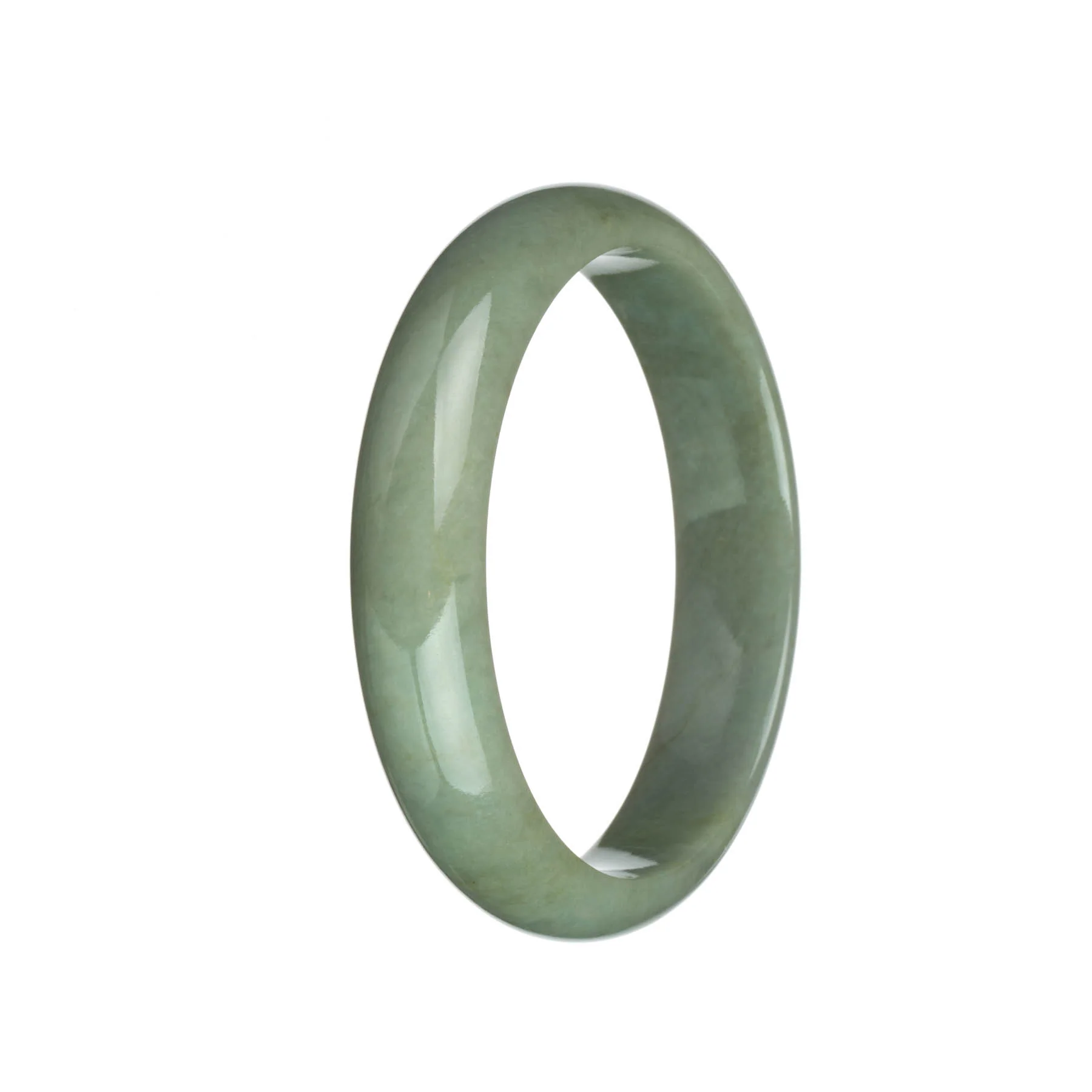 Genuine Untreated Light Olive Green Jade Bracelet - 65mm Half Moon - Image 2