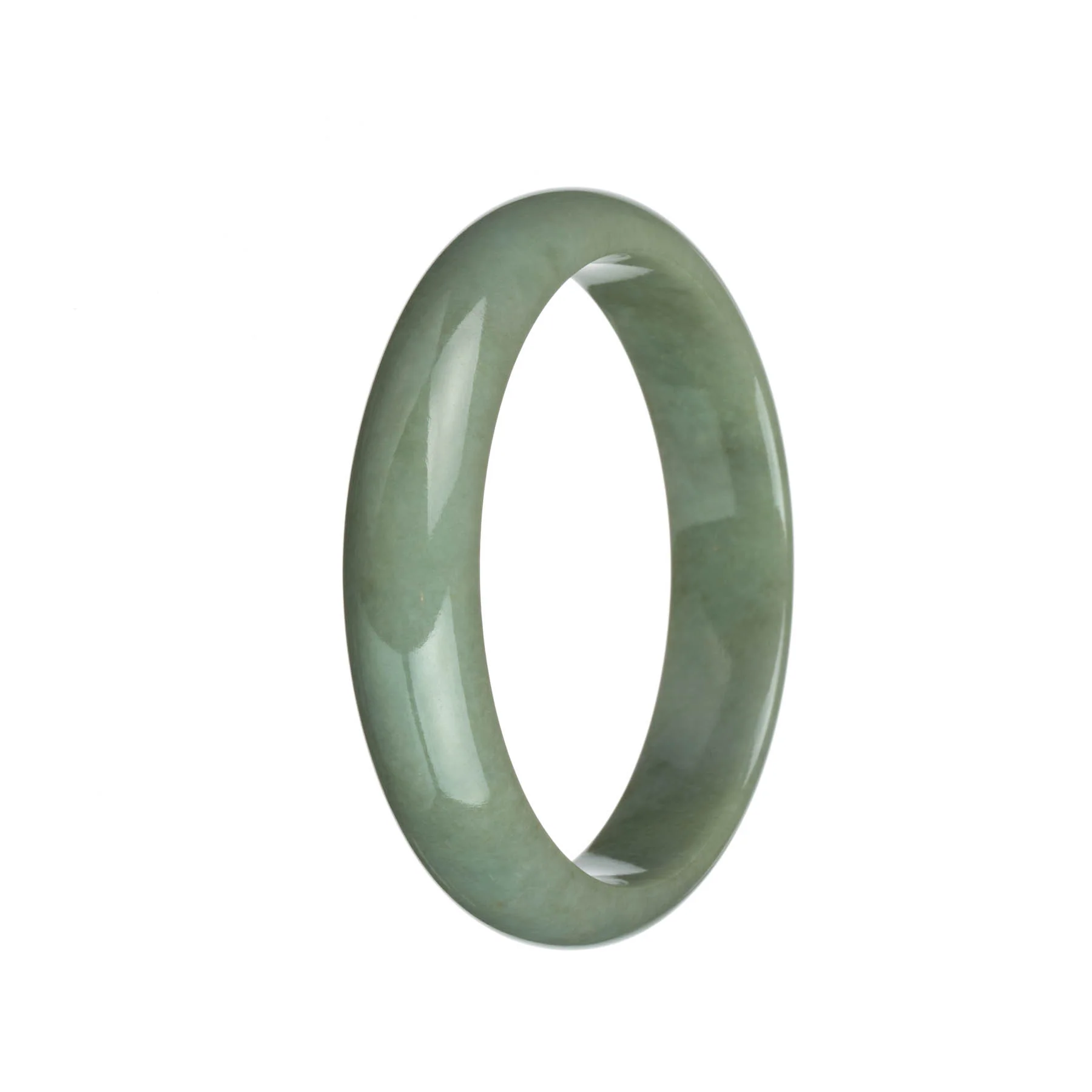 Genuine Untreated Light Olive Green Jade Bracelet - 65mm Half Moon - Image 3