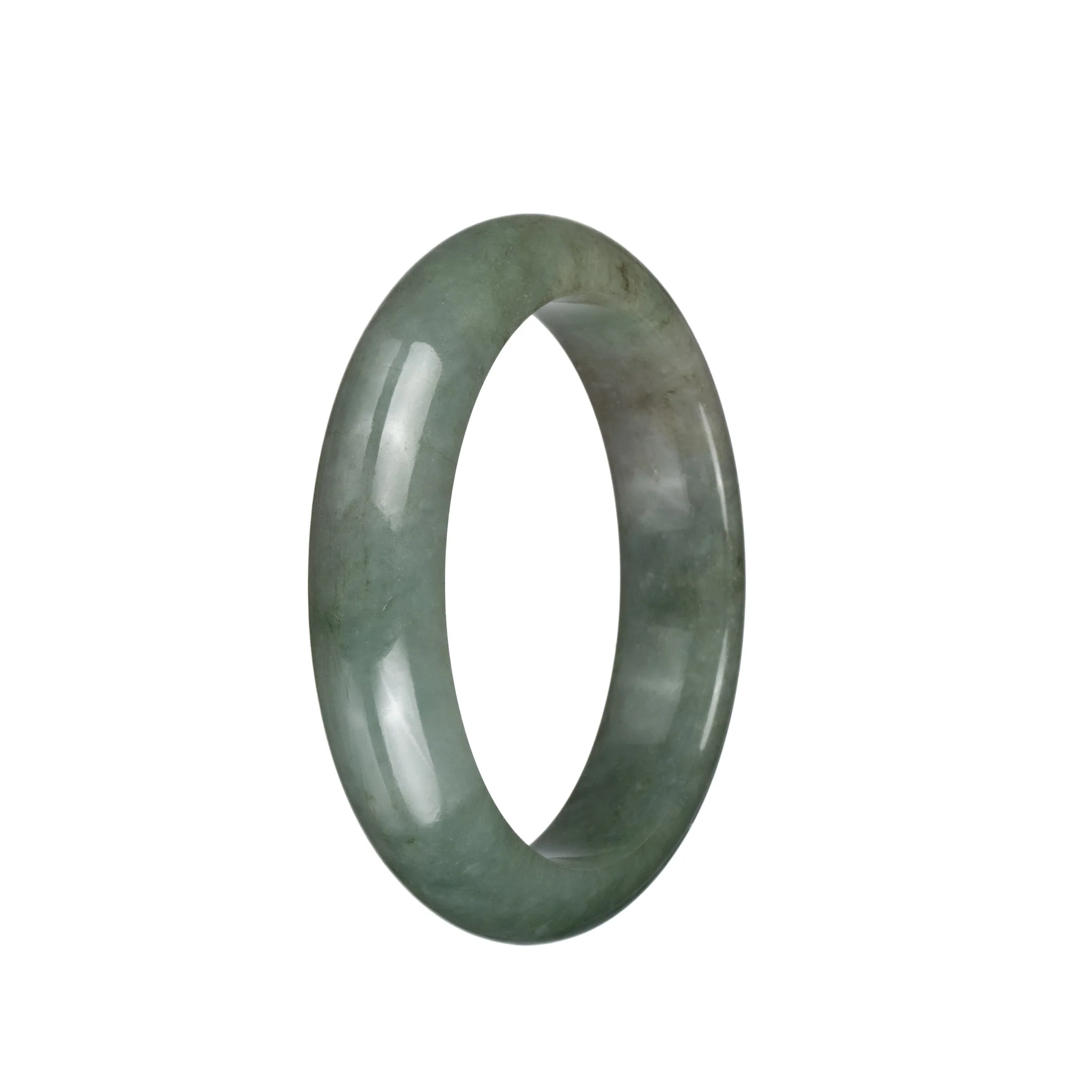 Genuine Untreated Olive Green Traditional Jade Bangle - 56mm Half Moon - Image 3