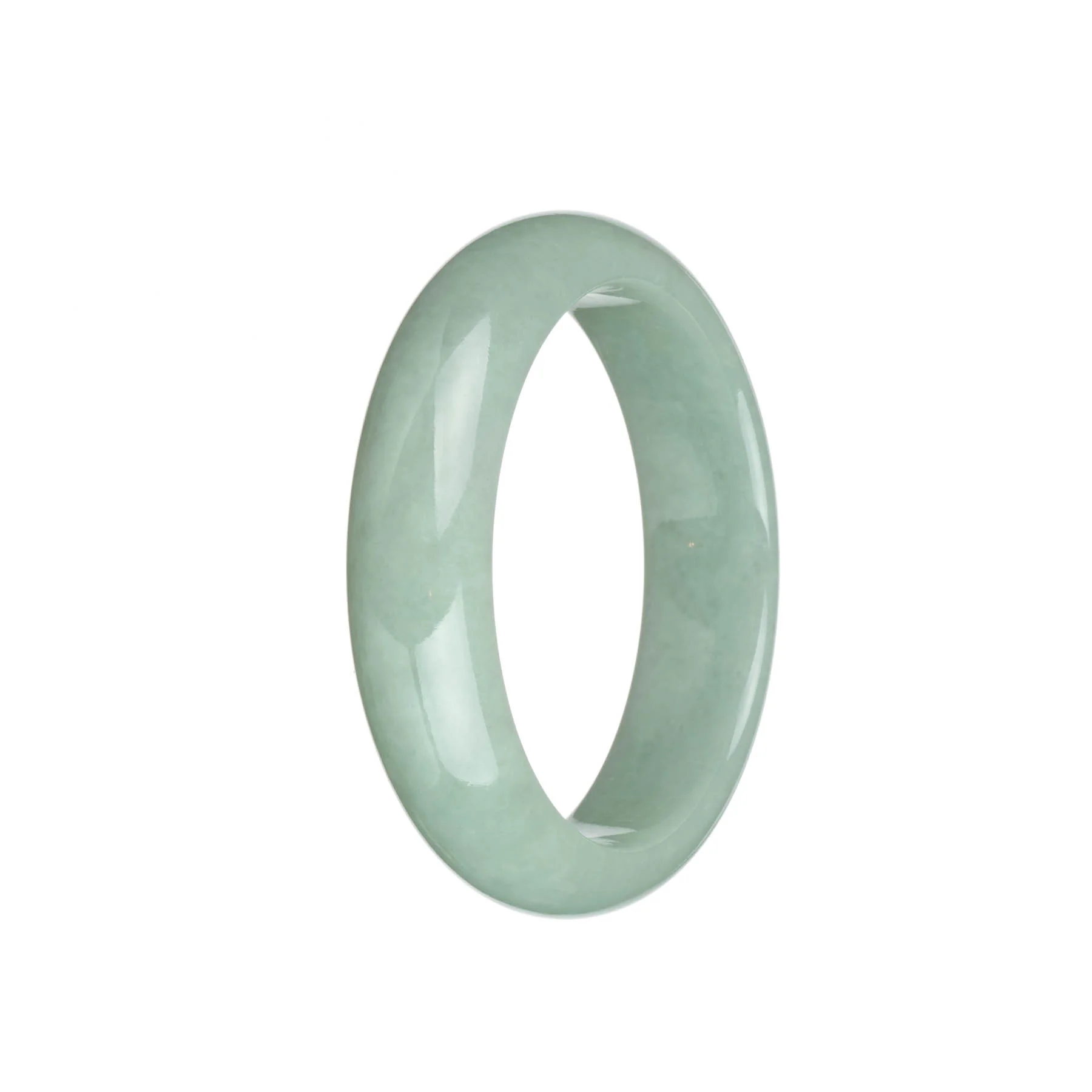 Genuine Untreated Pale Green Burma Jade Bracelet - 58mm Half Moon - Image 2