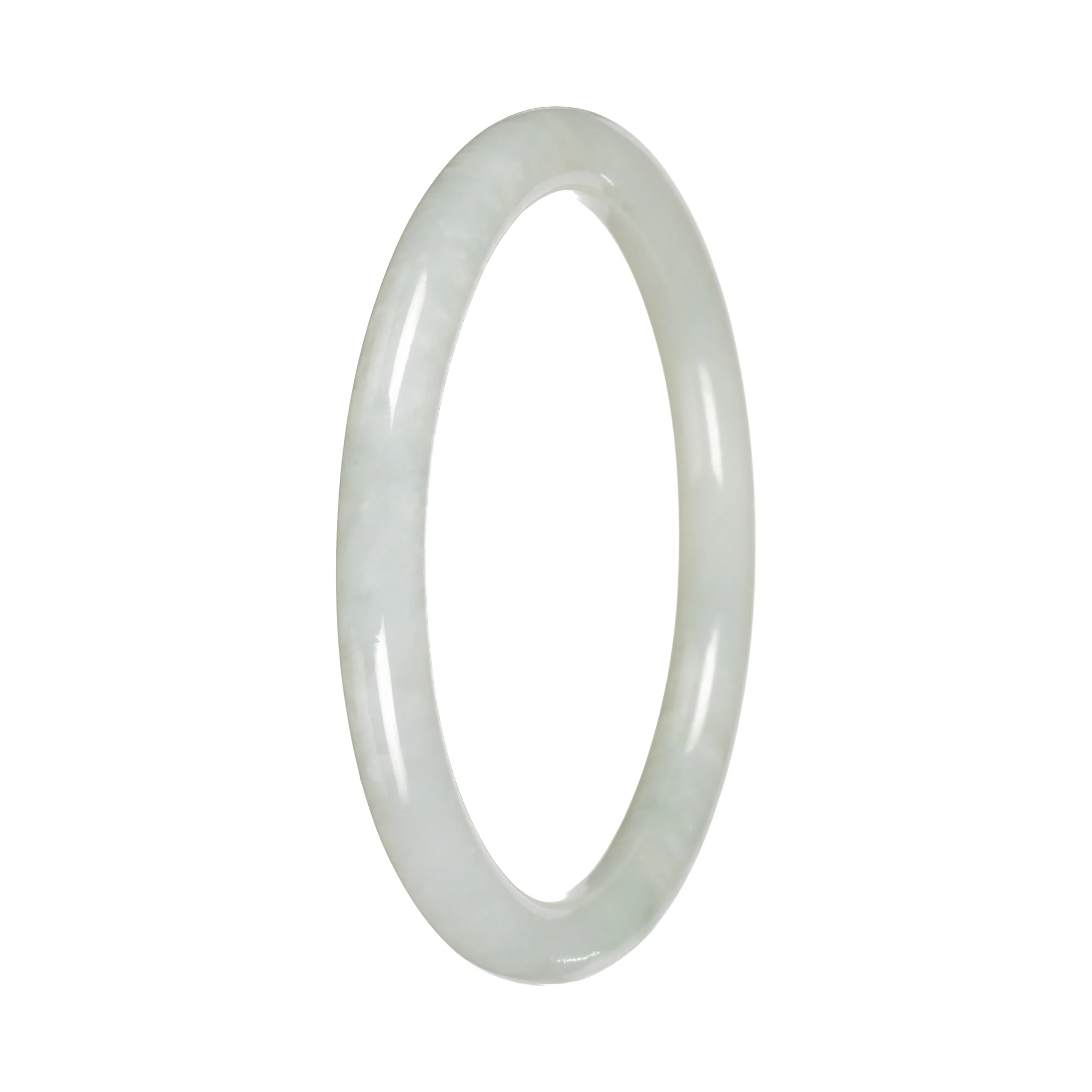 Genuine White Traditional Jade Bangle - 57mm Petite Round