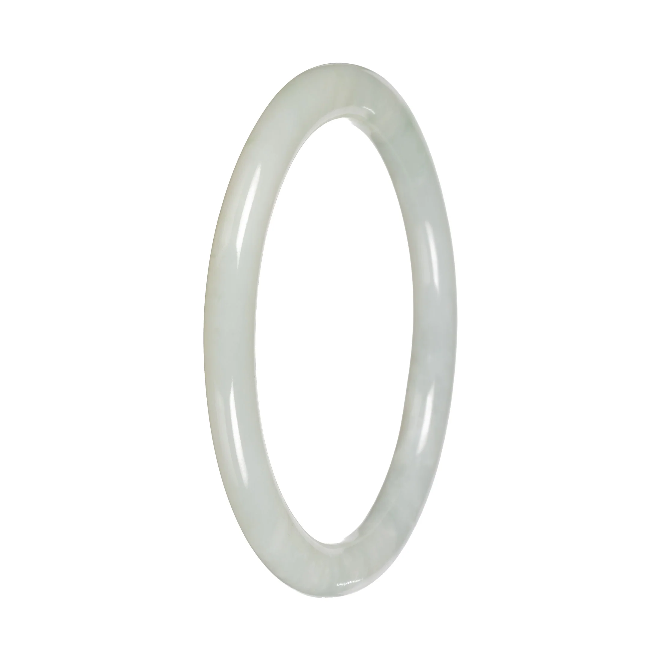 Genuine White Traditional Jade Bangle - 57mm Petite Round - Image 2