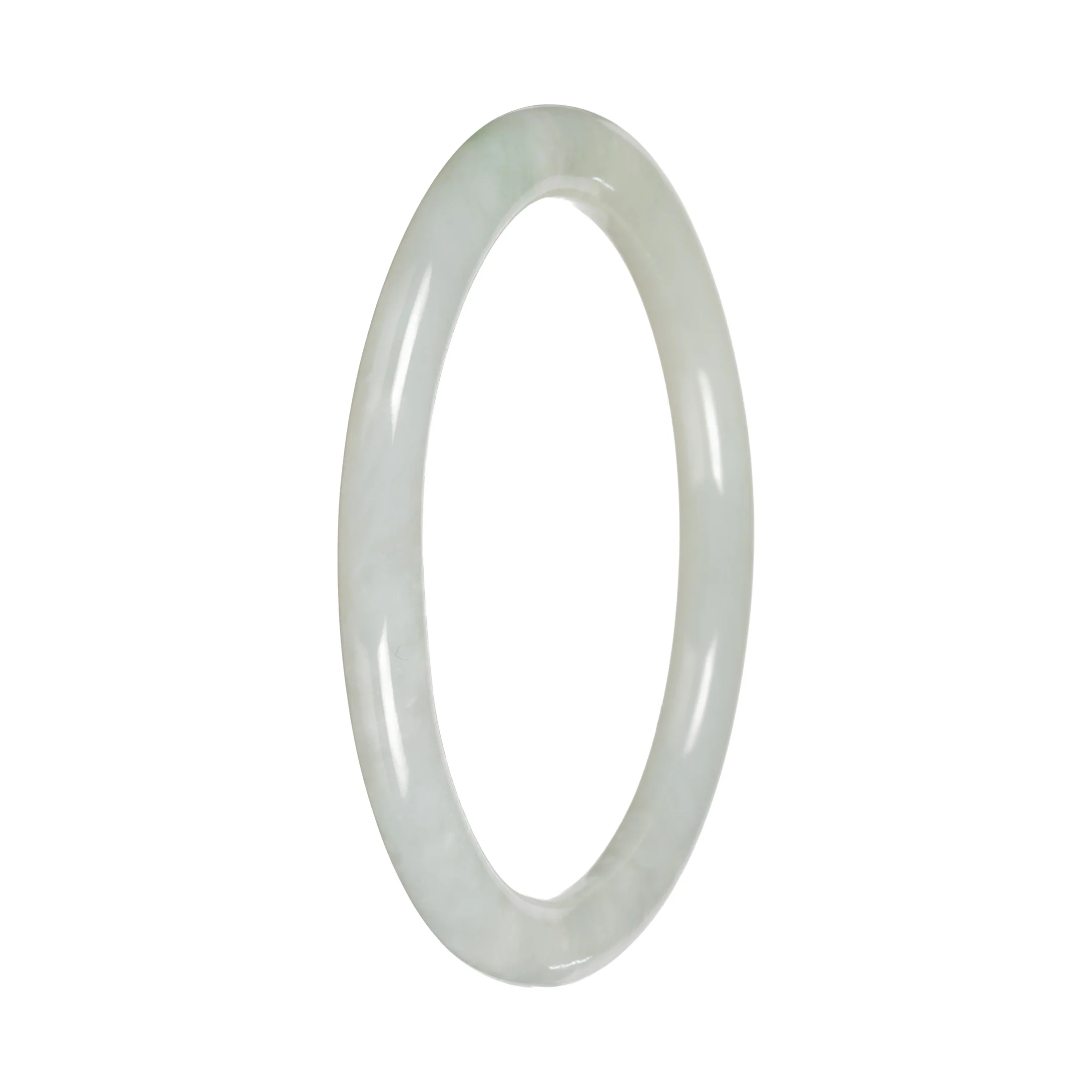 Genuine White Traditional Jade Bangle - 57mm Petite Round - Image 3
