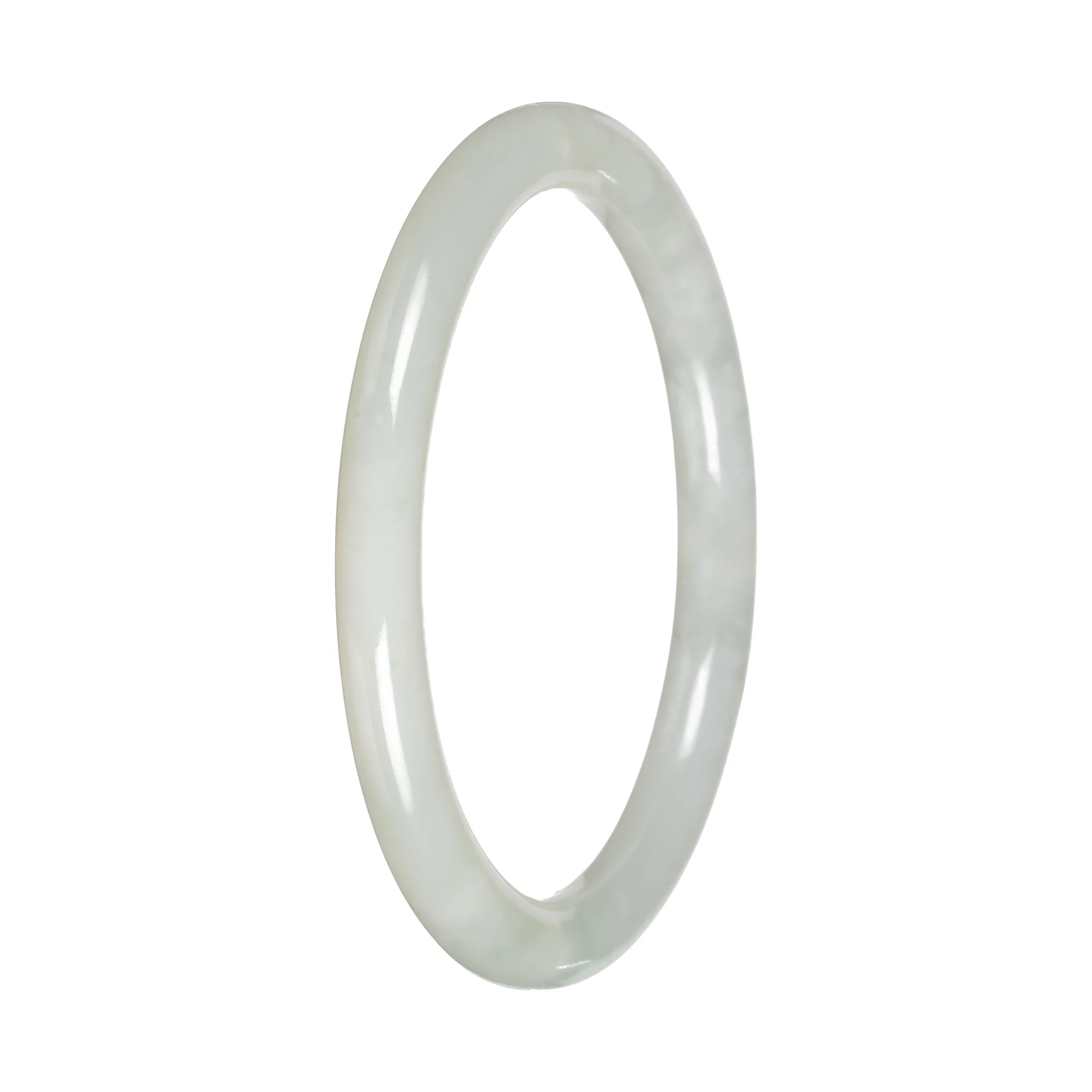 Genuine White Traditional Jade Bangle - 57mm Petite Round - Image 4