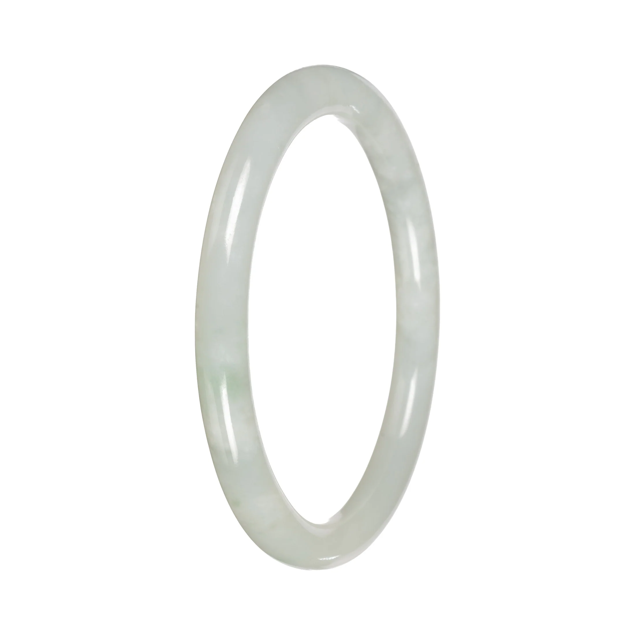Genuine White Traditional Jade Bangle - 57mm Petite Round - Image 5
