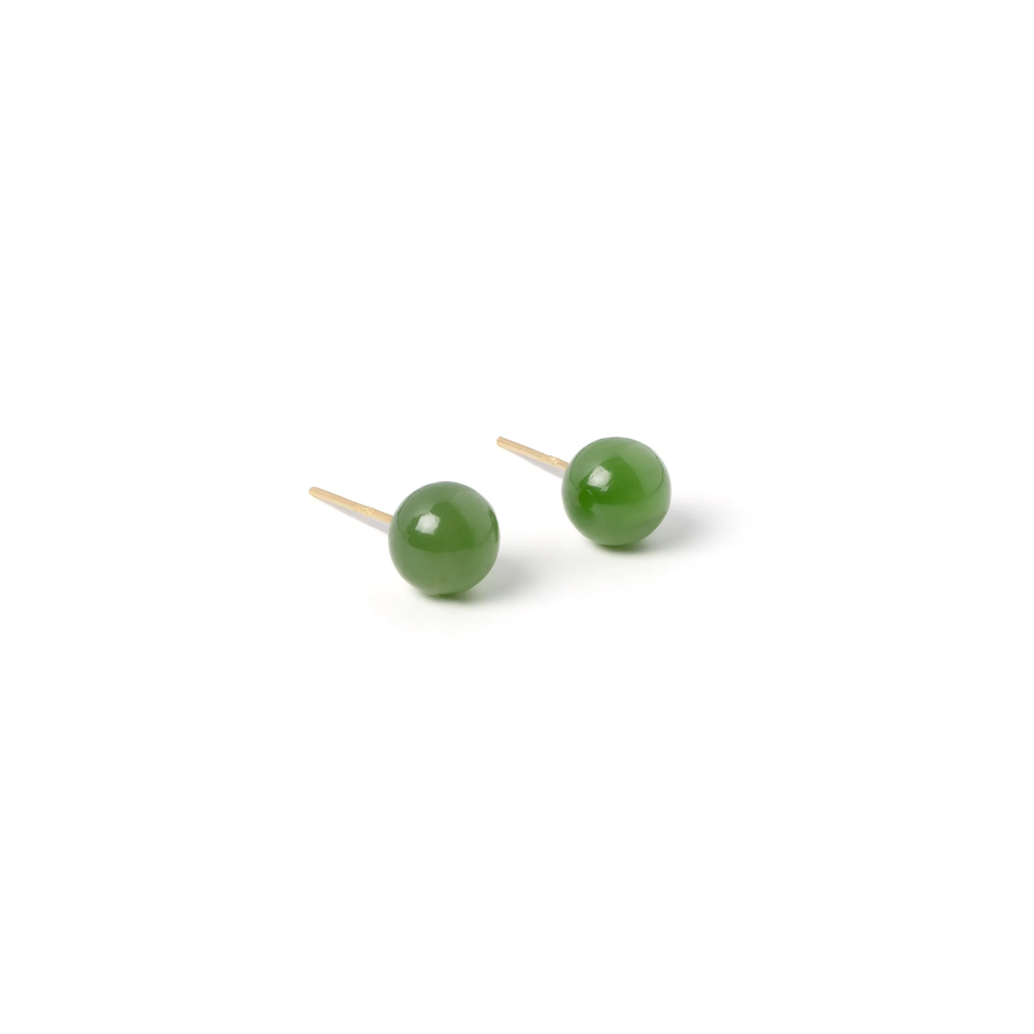 Golden Dew Studs – Nephrite Jade Earrings in 18K Yellow Gold - Image 3