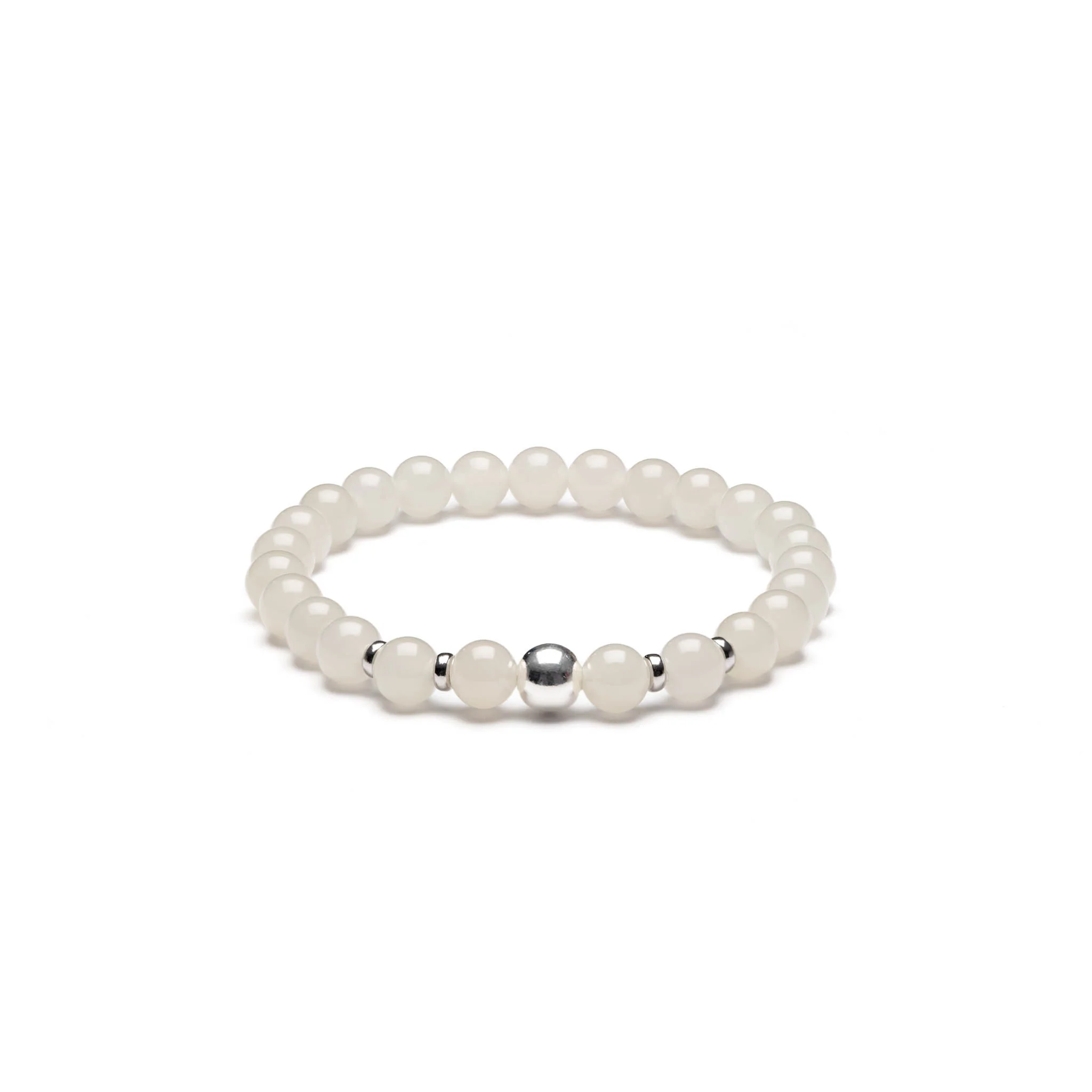 Graceful Spirit White Jade Bead Bracelet - Image 3
