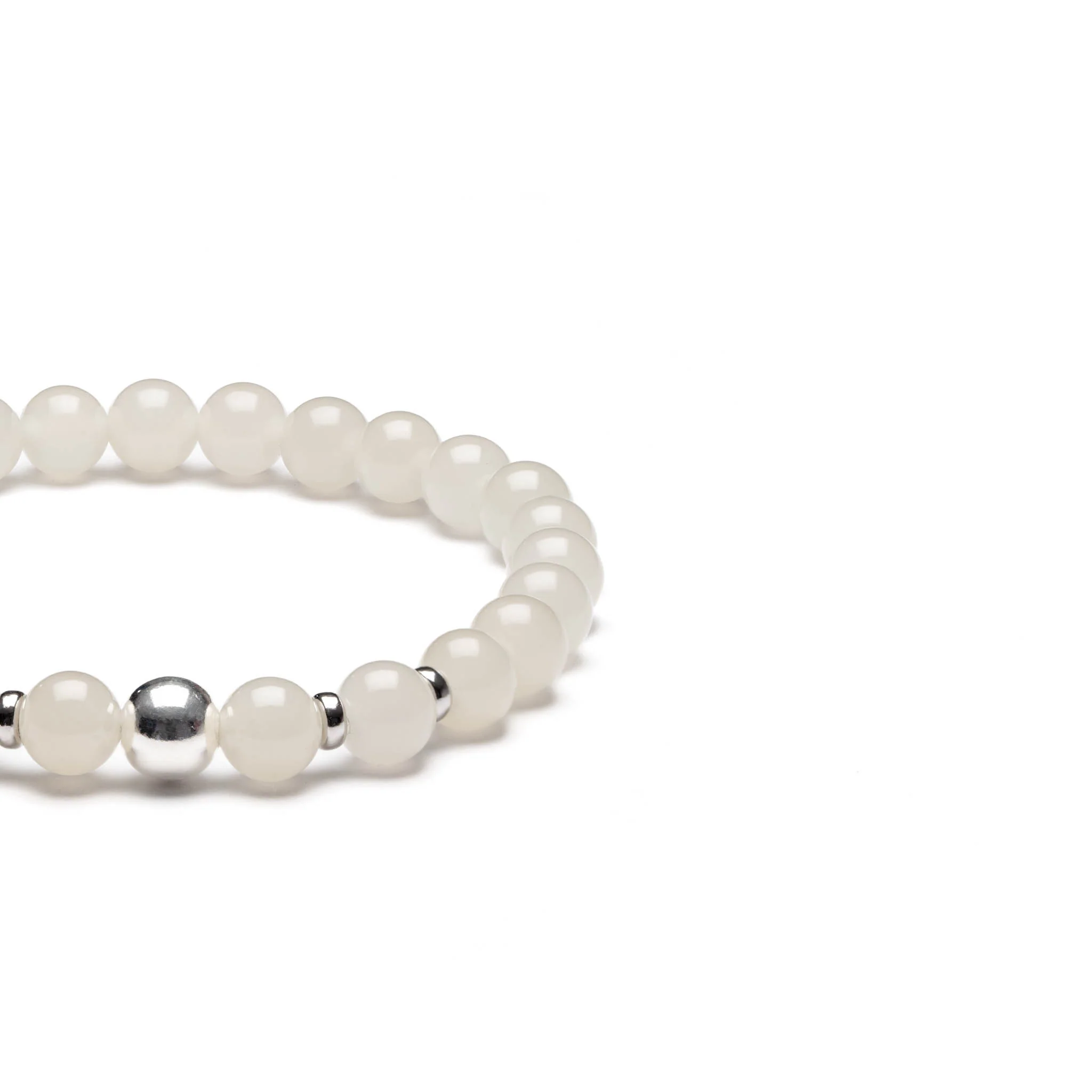 Graceful Spirit White Jade Bead Bracelet - Image 4
