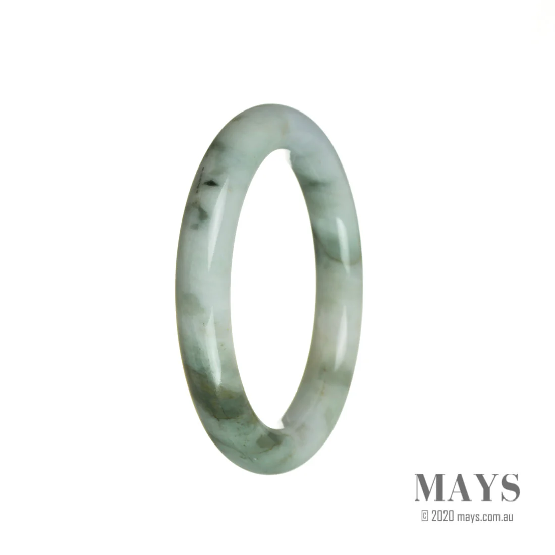Genuine Grade A Lavender with Green and Brown Burmese Jade Bangle Bracelet - 56mm Round