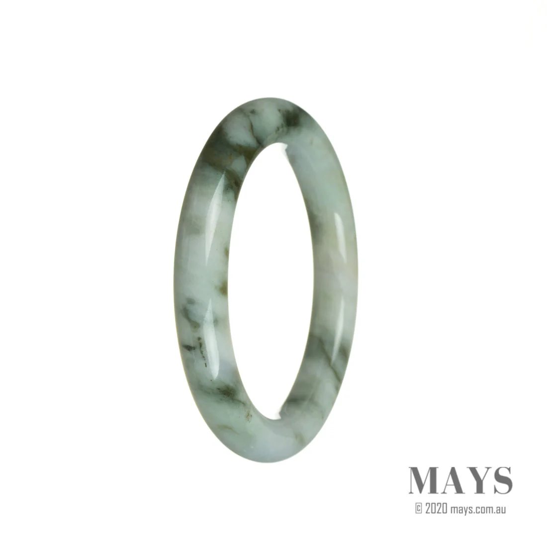 Genuine Grade A Lavender with Green and Brown Burmese Jade Bangle Bracelet - 56mm Round - Image 2