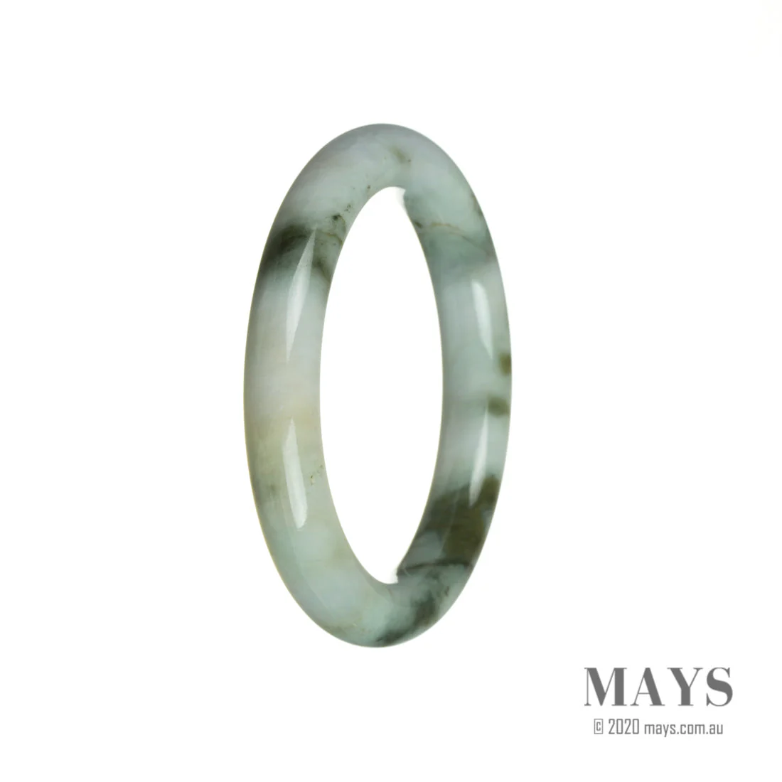 Genuine Grade A Lavender with Green and Brown Burmese Jade Bangle Bracelet - 56mm Round - Image 3