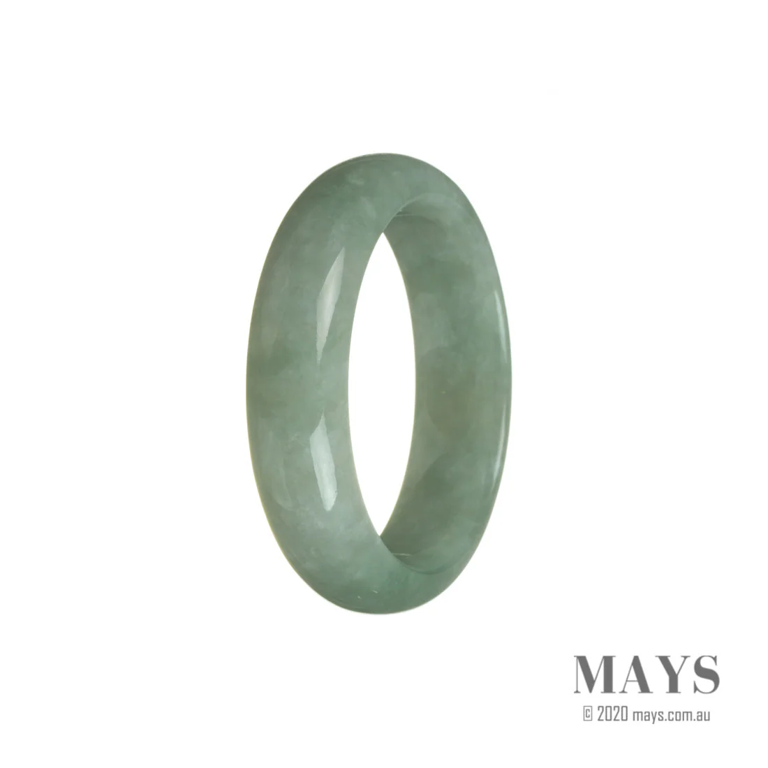 Genuine Type A Green Jade Bracelet - 53mm Half Moon - Image 2