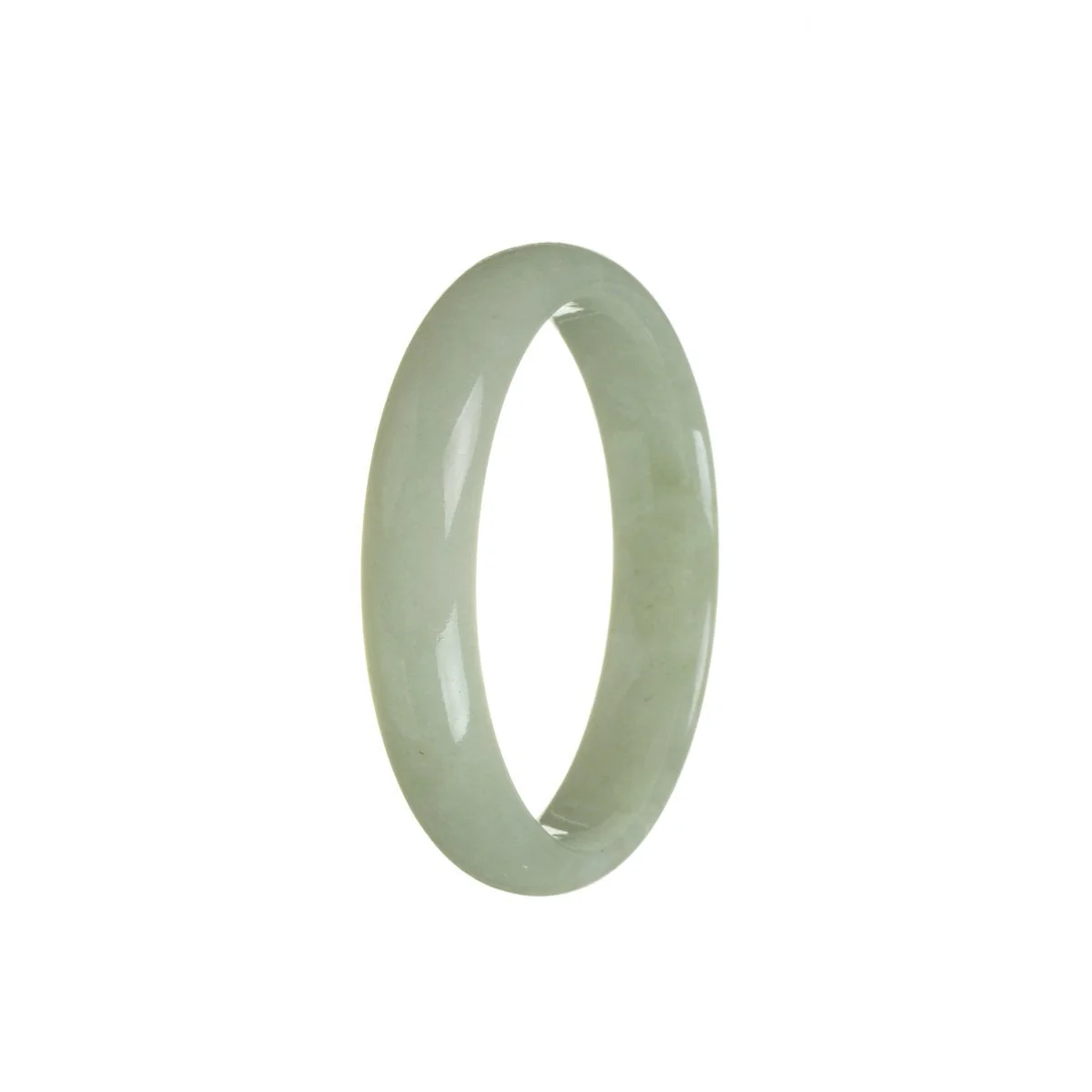 Certified Natural Pale Green Traditional Jade Bracelet - 55mm Half Moon