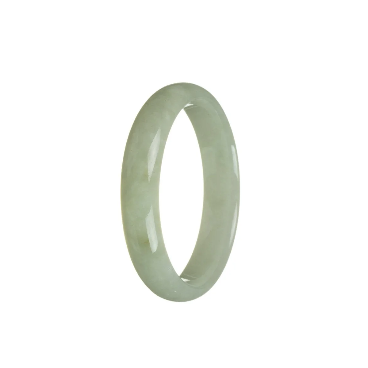 Certified Natural Pale Green Traditional Jade Bracelet - 55mm Half Moon - Image 3