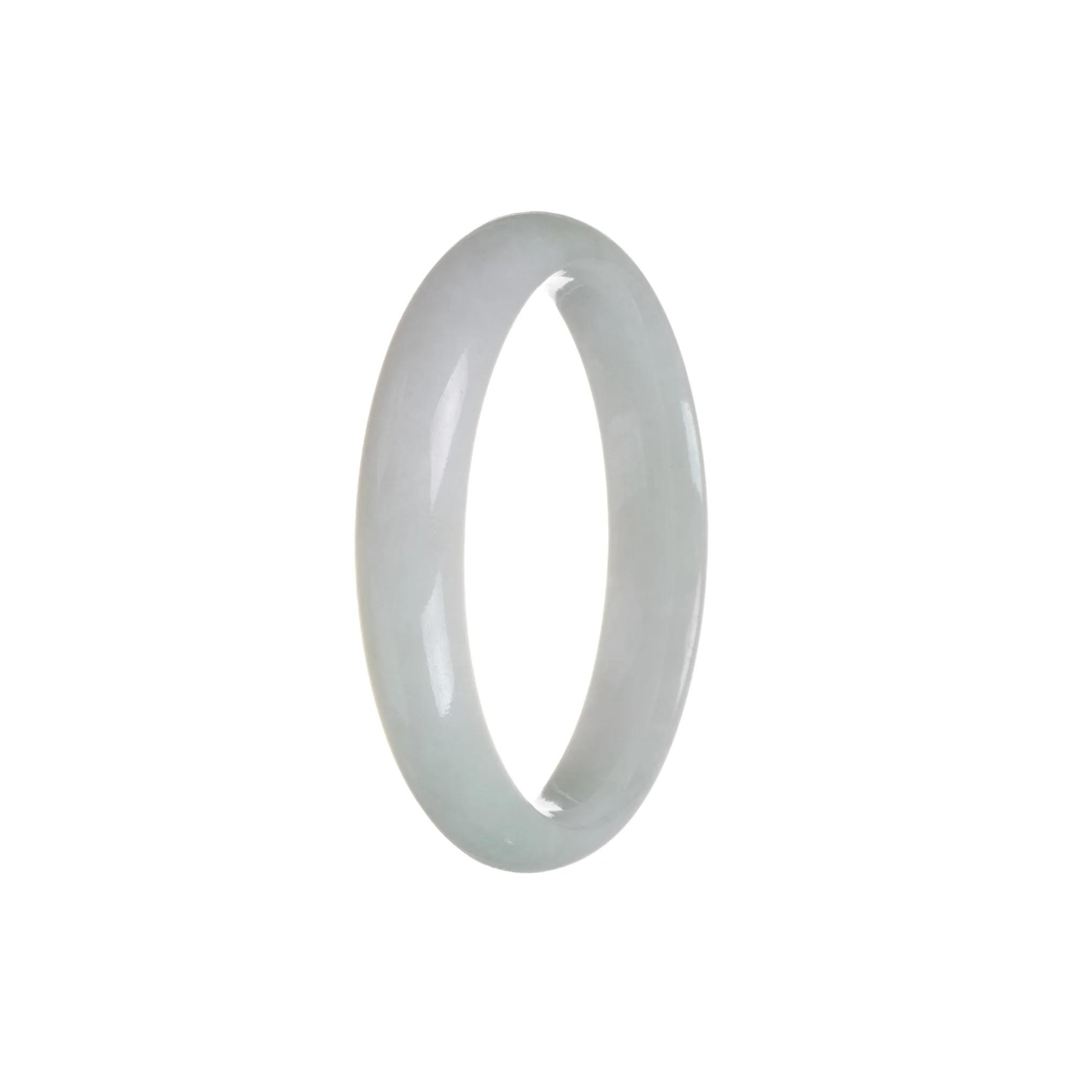 Genuine Type A White And Pale Green Jadeite Bangle - 56mm Half Moon - Image 2