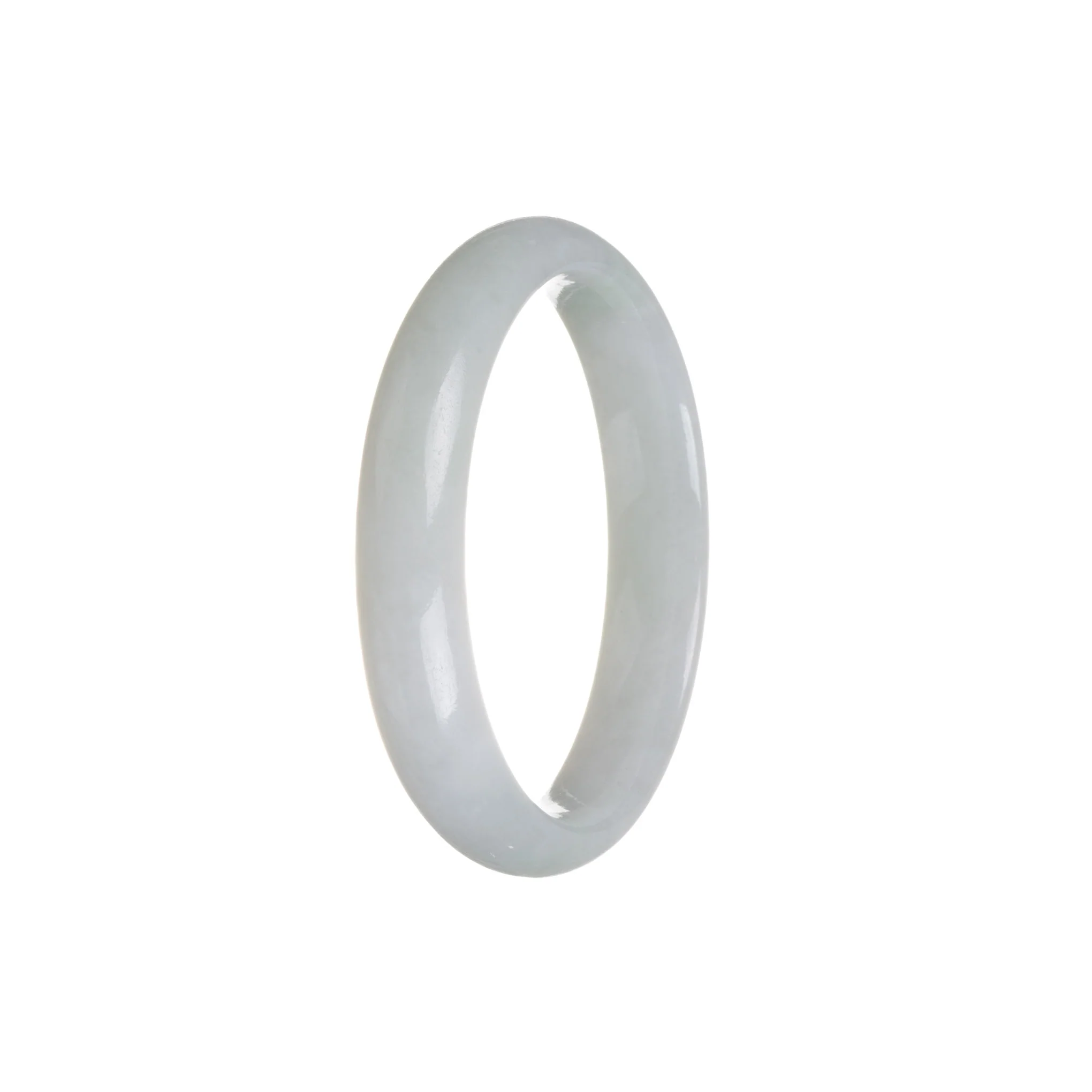 Genuine Type A White And Pale Green Jadeite Bangle - 56mm Half Moon - Image 3