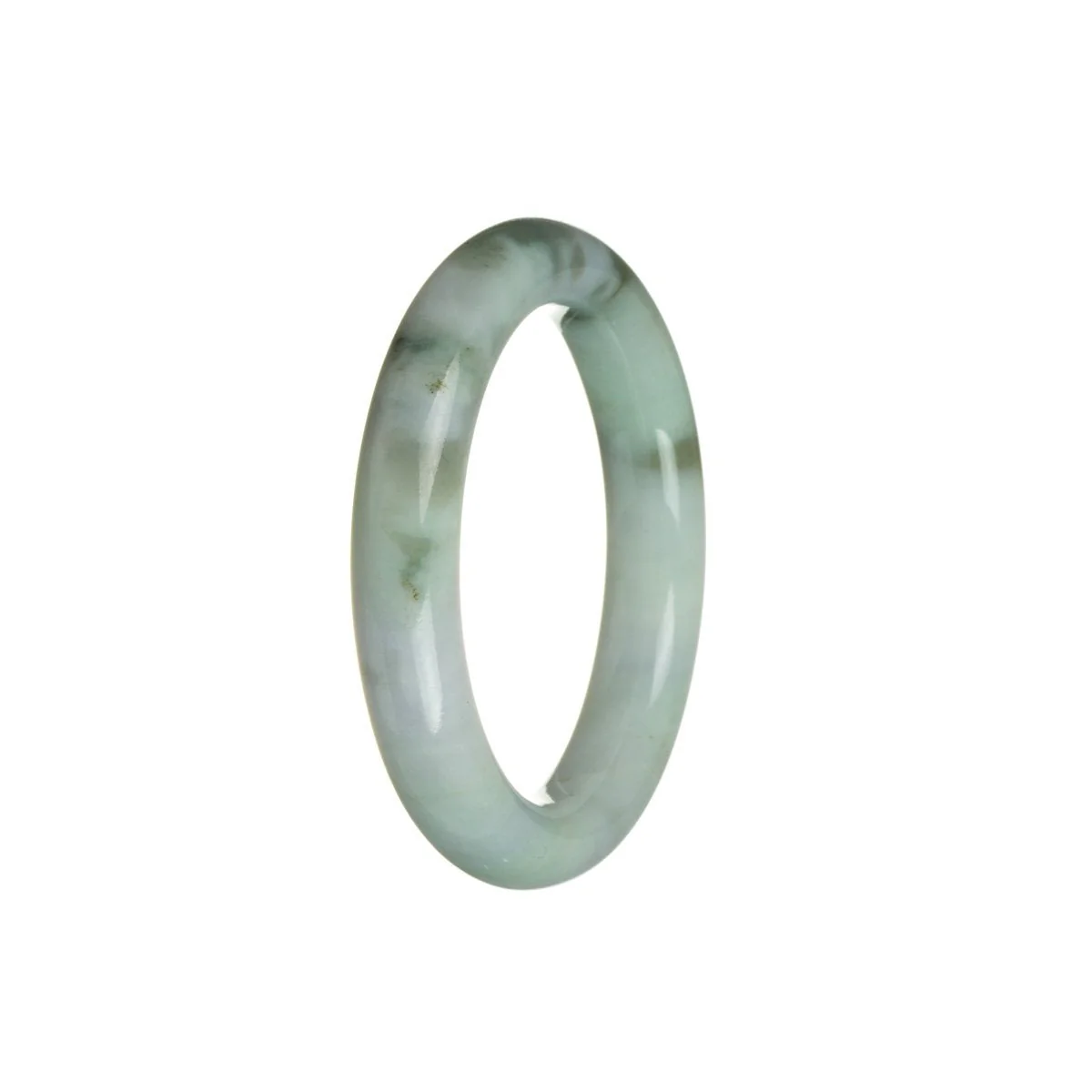 Genuine Natural Green with Lavender and White Jade Bangle Bracelet - 52mm Semi Round - Image 2