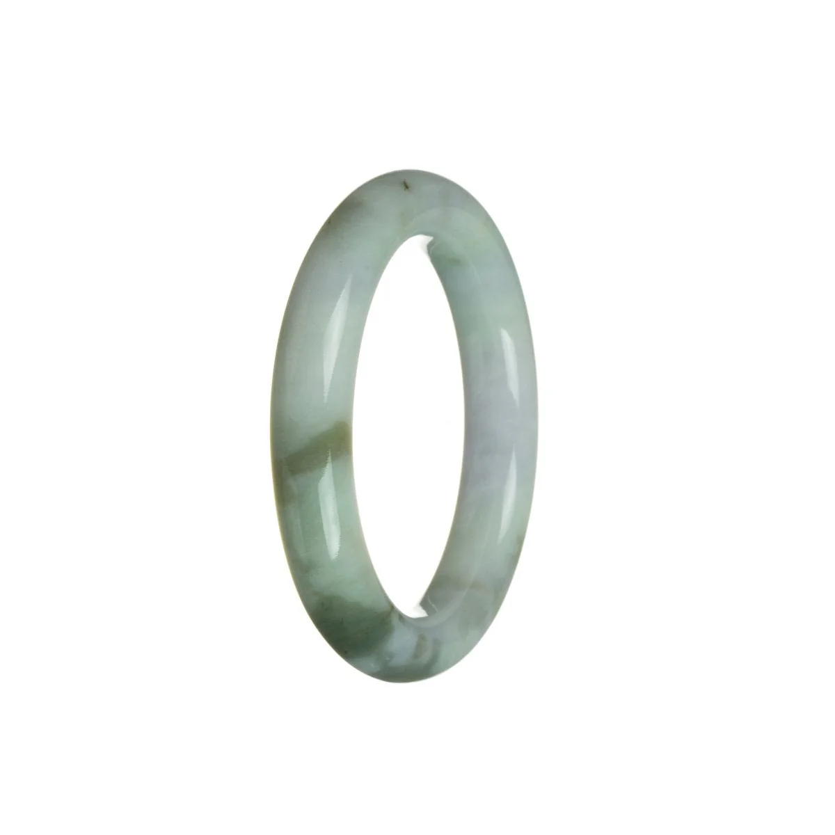 Genuine Natural Green with Lavender and White Jade Bangle Bracelet - 52mm Semi Round - Image 3