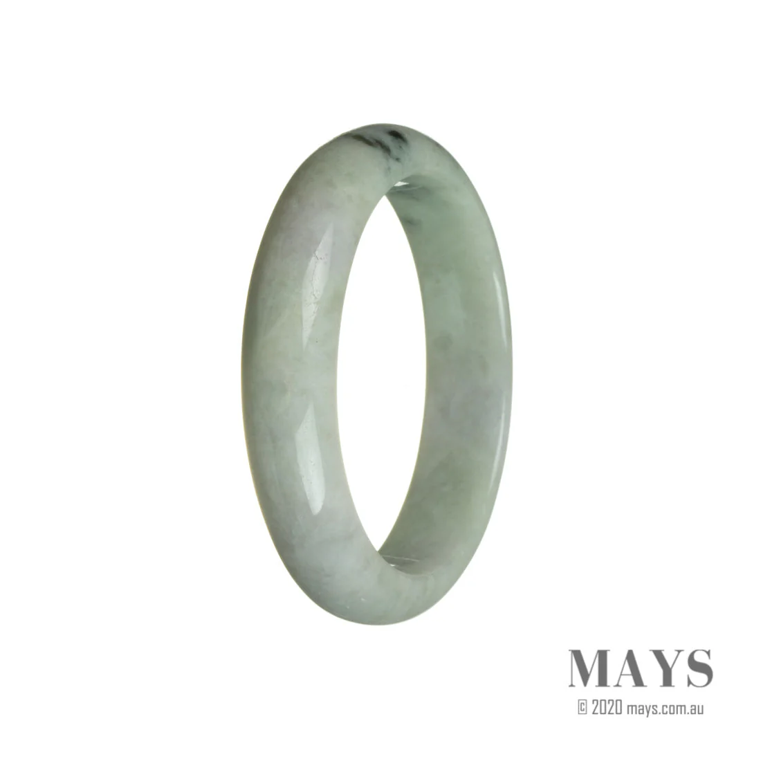 Authentic Untreated Green with Lavender Burma Jade Bangle Bracelet - 58mm Half Moon - Image 3