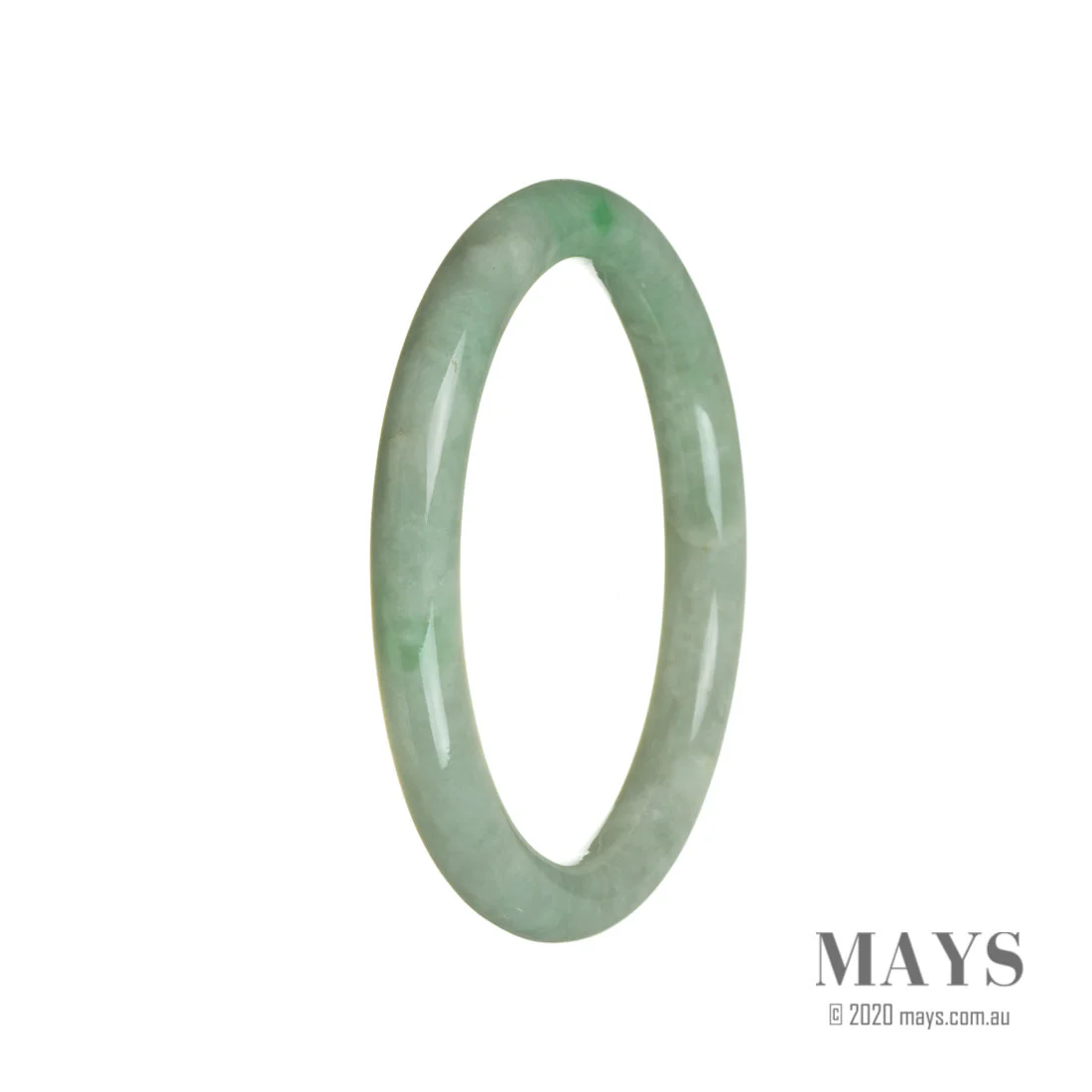 Genuine Grade A Green Burma Jade Bangle - 62mm Round - Image 2