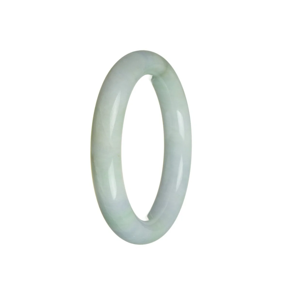 Real Natural Green with Lavender Jadeite Bangle Bracelet - 56mm Semi Round