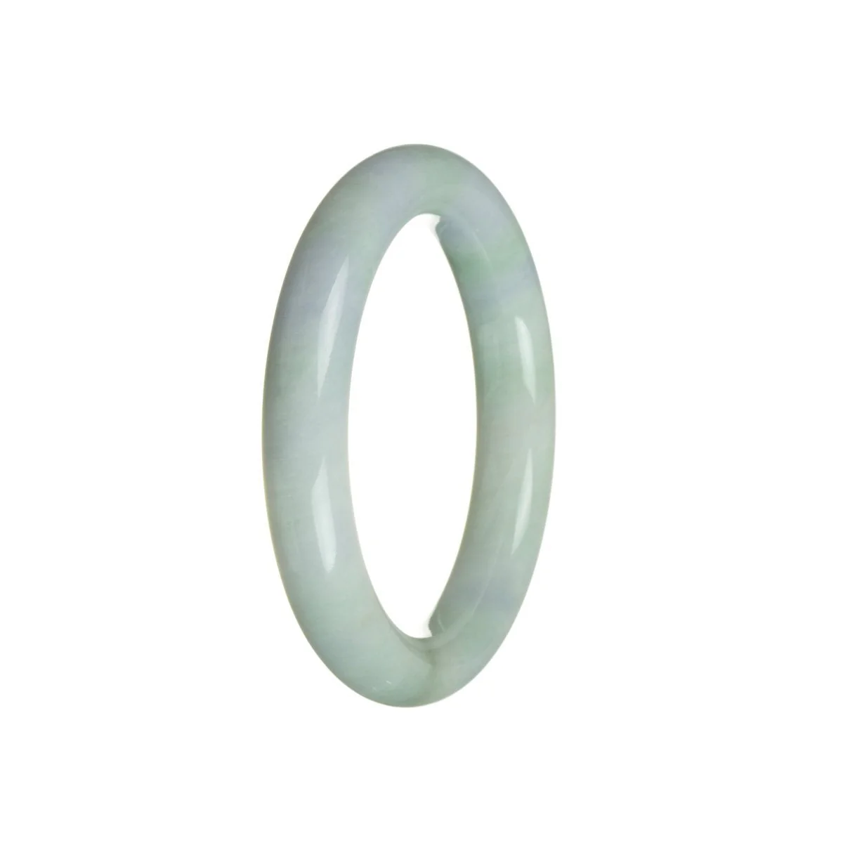 Real Natural Green with Lavender Jadeite Bangle Bracelet - 56mm Semi Round - Image 3