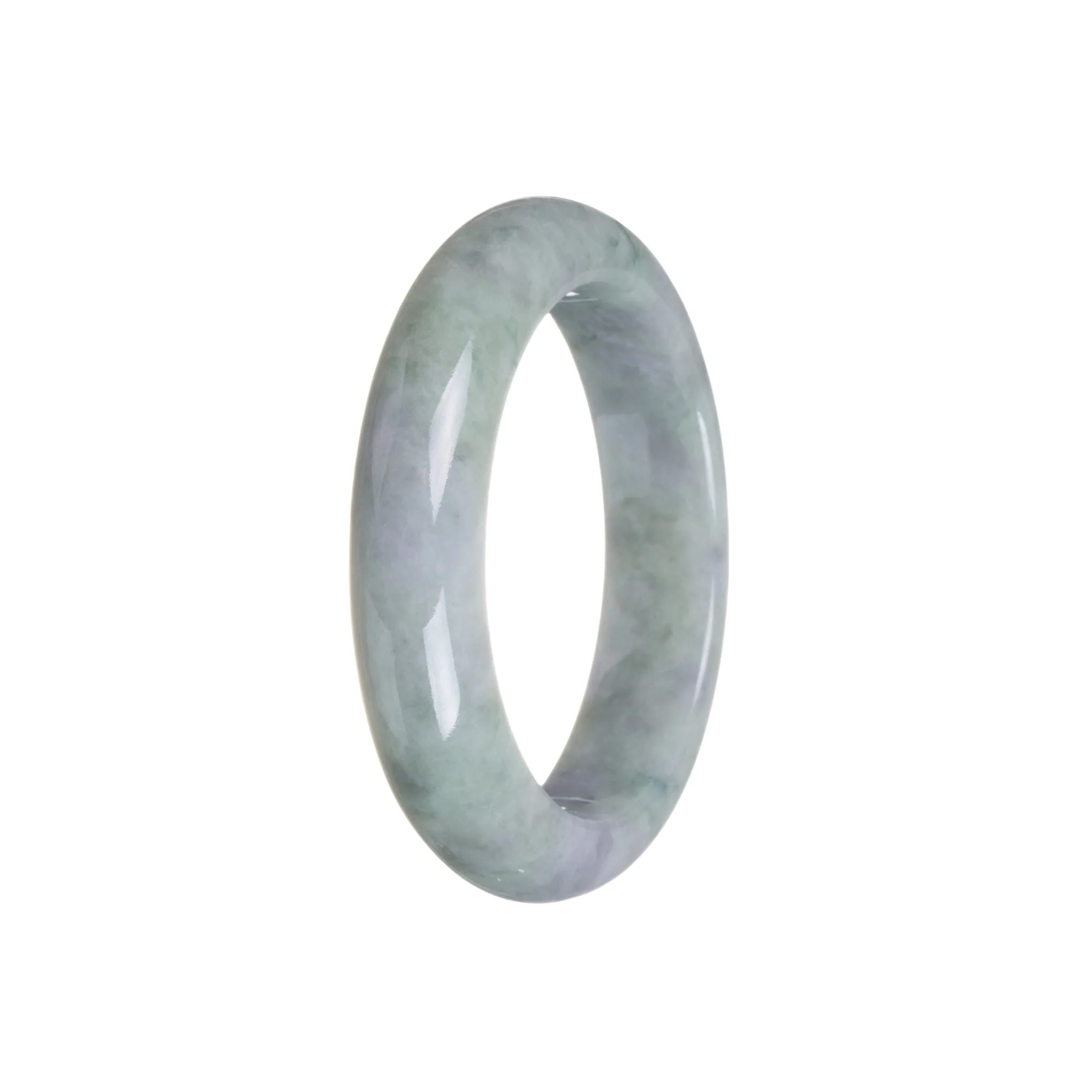 Authentic Natural Greyish Lavender and Green Jadeite Bangle - 55mm Half Moon - Image 2