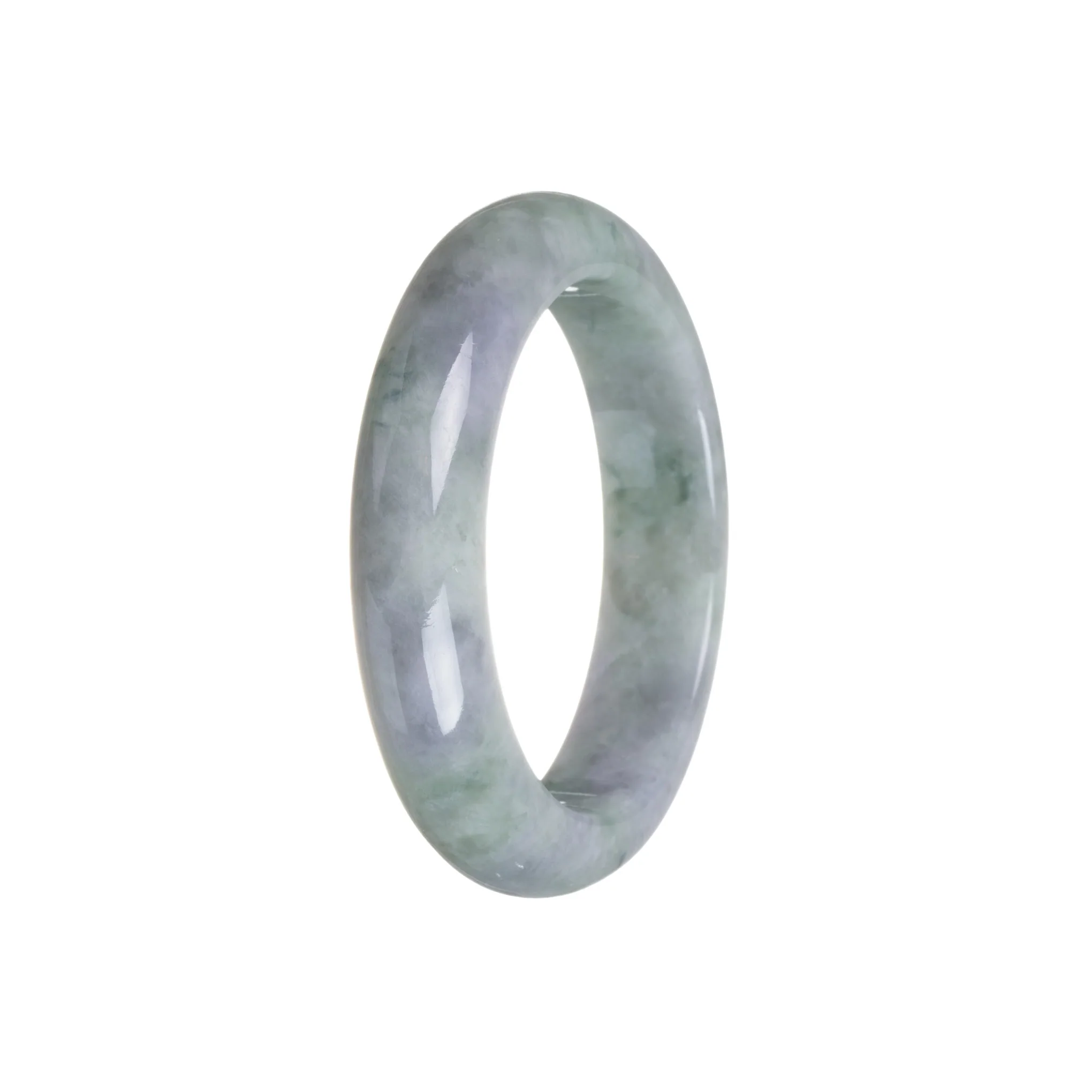 Authentic Natural Greyish Lavender and Green Jadeite Bangle - 55mm Half Moon - Image 3
