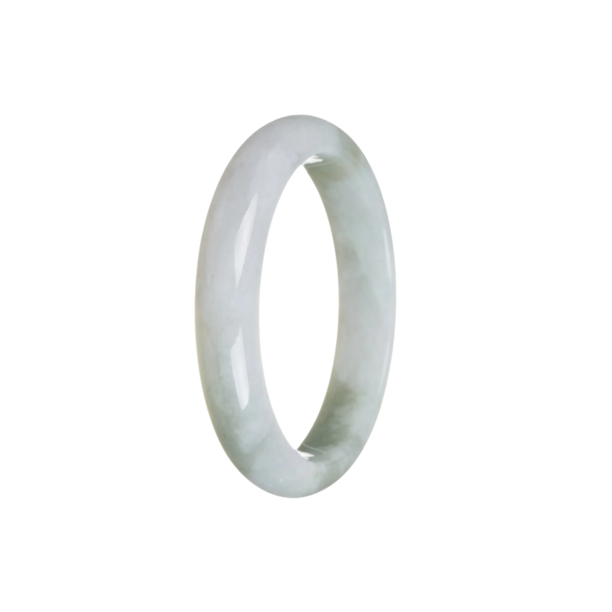 Genuine Grade A White Flower Traditional Jade Bracelet - 55mm Half Moon - Image 2