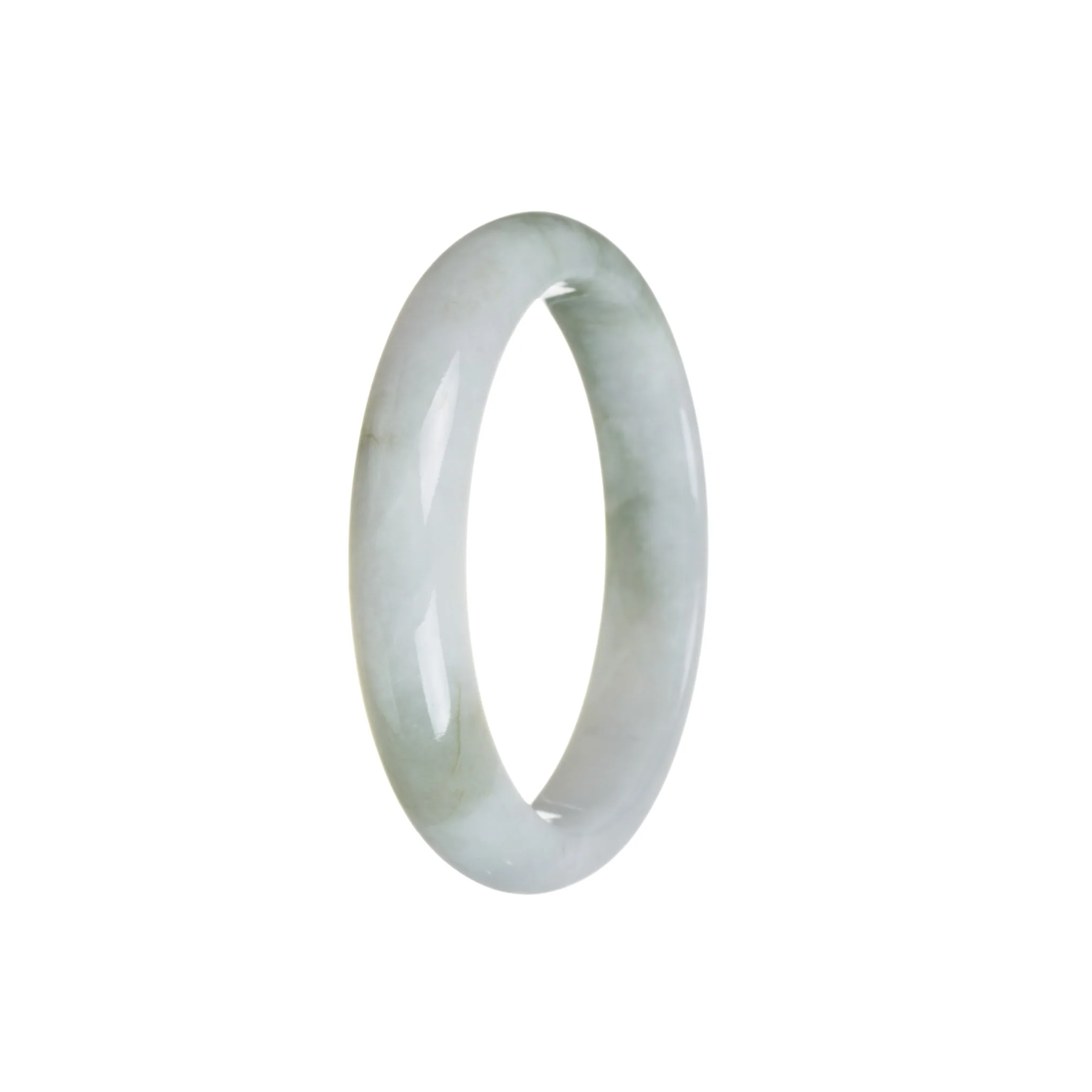 Genuine Grade A White Flower Traditional Jade Bracelet - 55mm Half Moon - Image 3